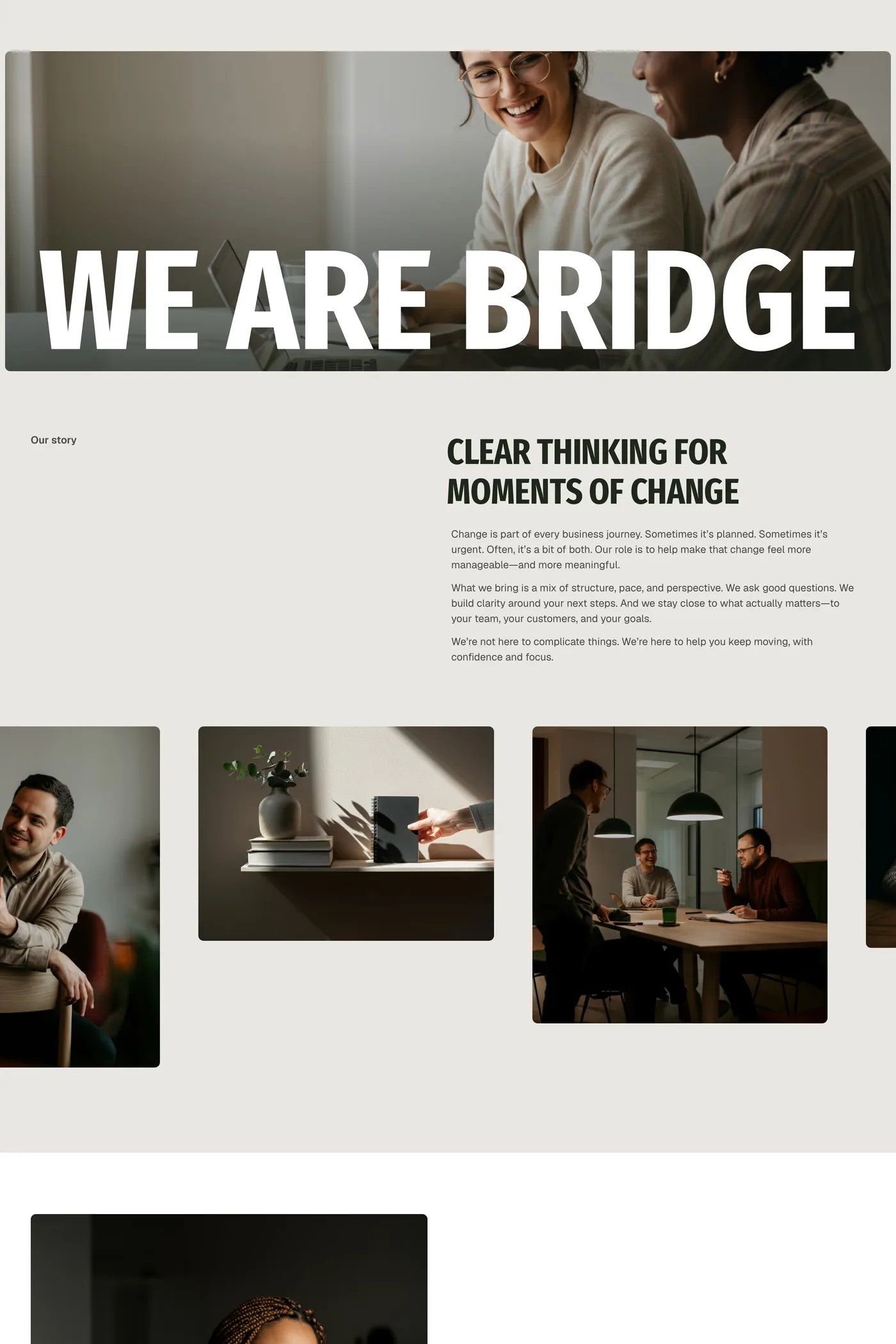 Bridge Consulting — screenshot of the about page