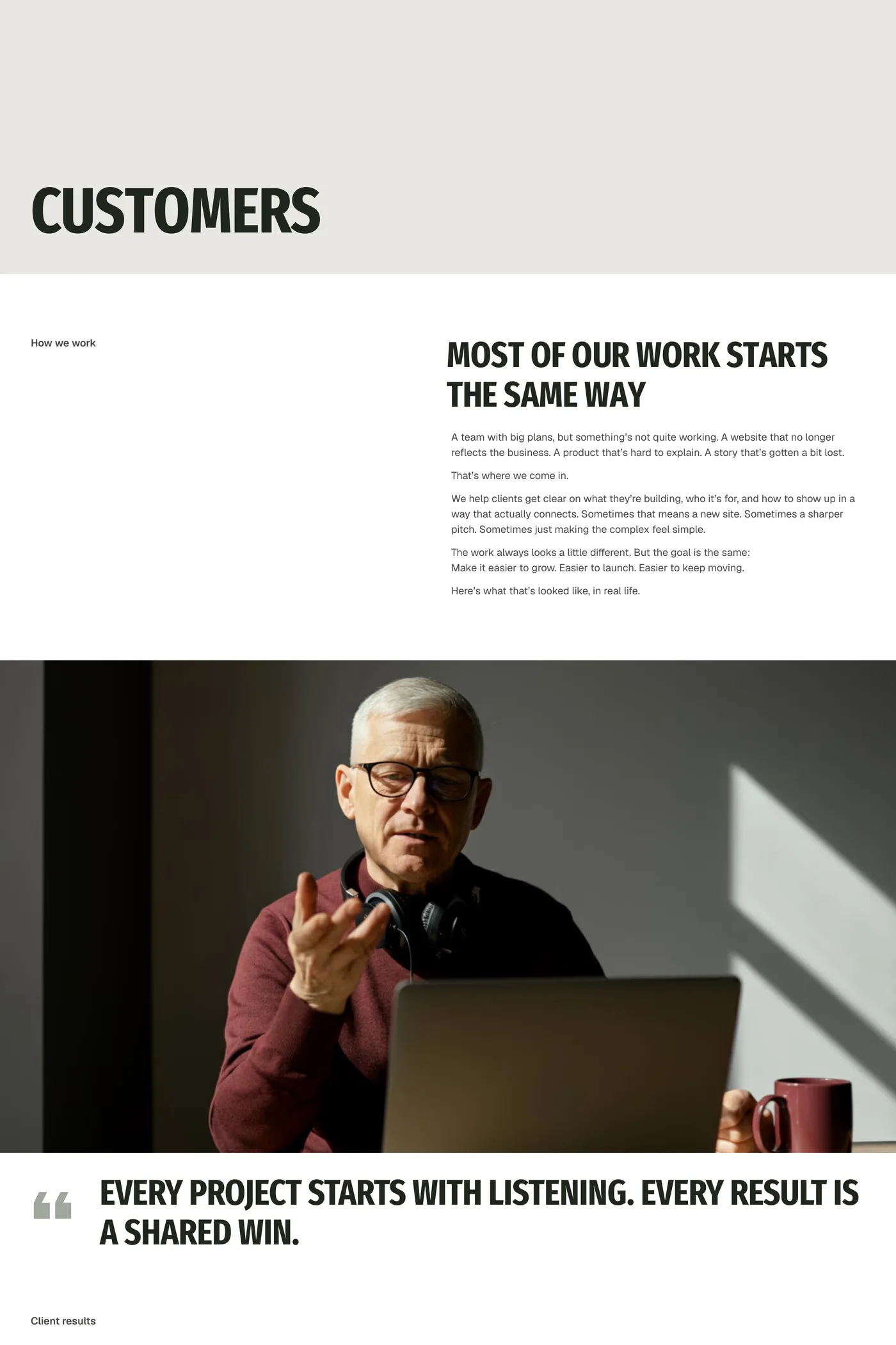 Bridge Consulting — screenshot of the case studies page