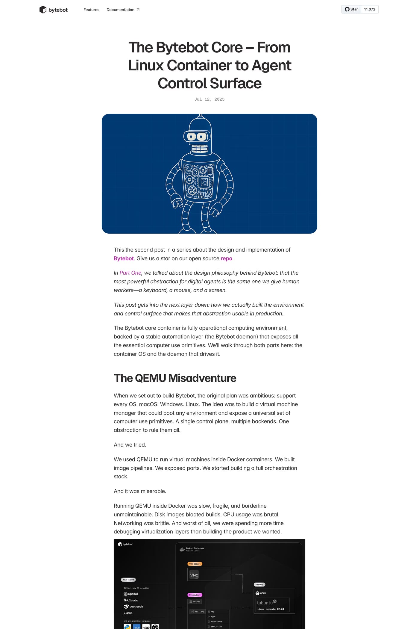 Bytebot — screenshot of the blog page