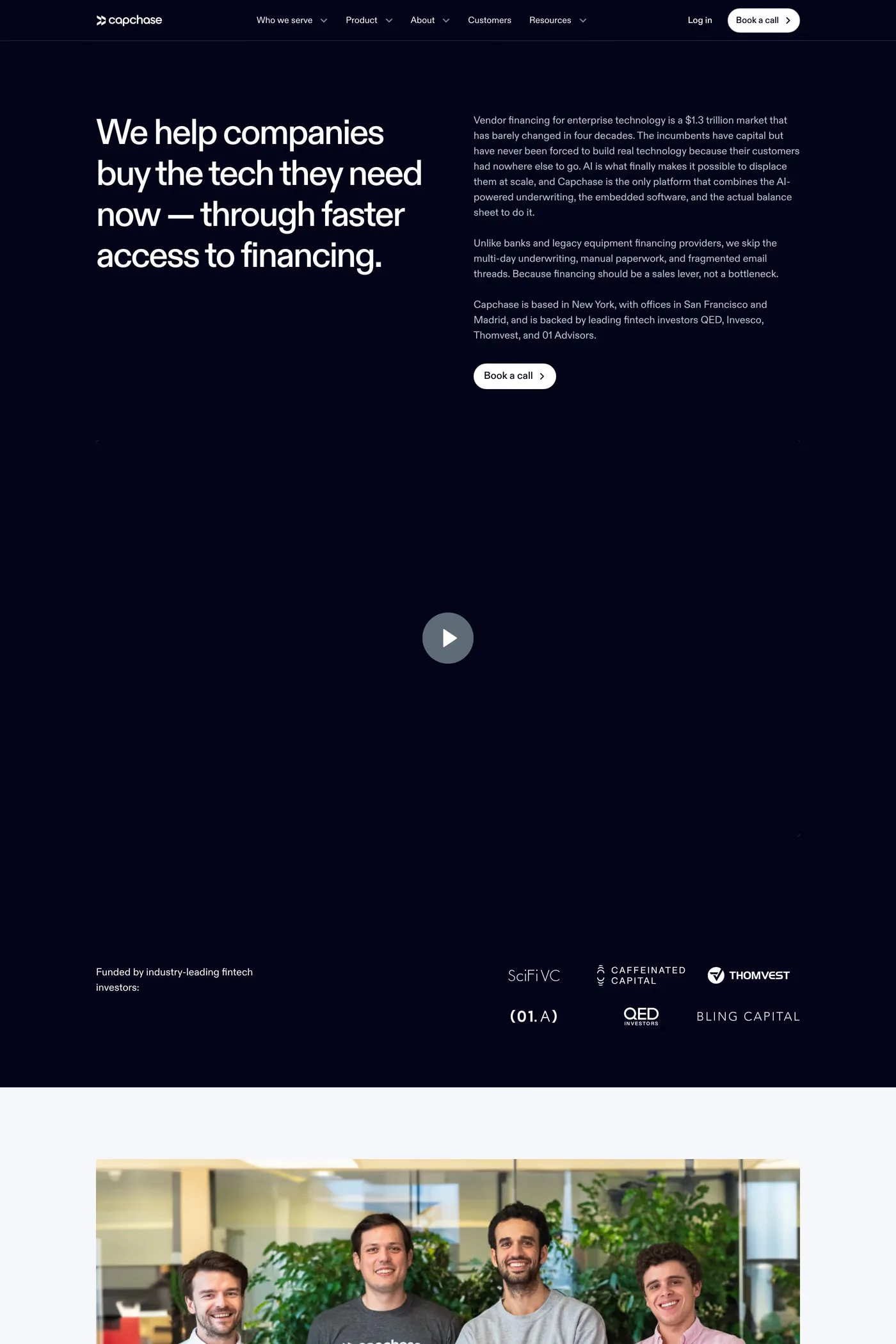 Capchase — screenshot of the about page