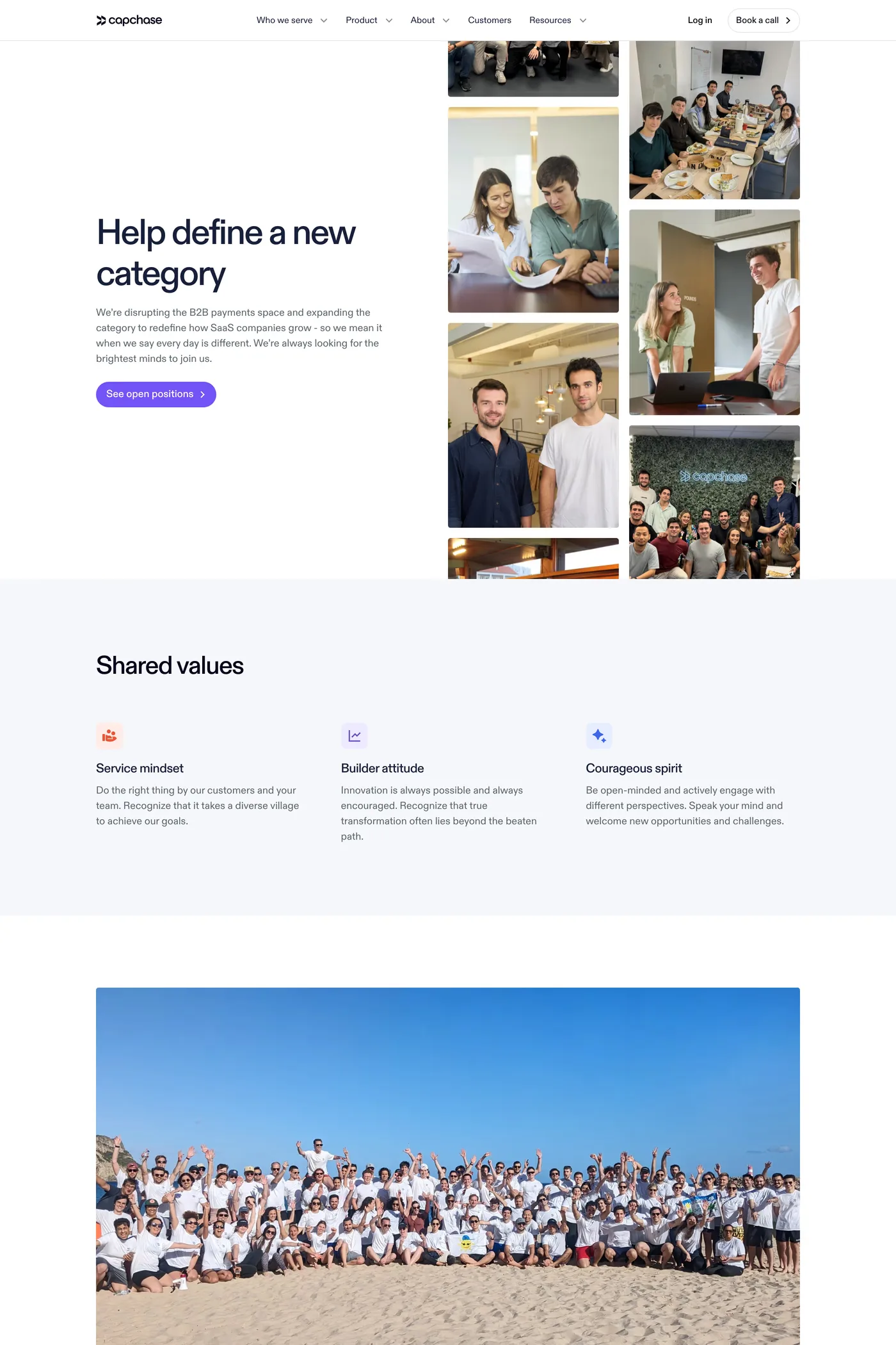 Capchase — screenshot of the careers page