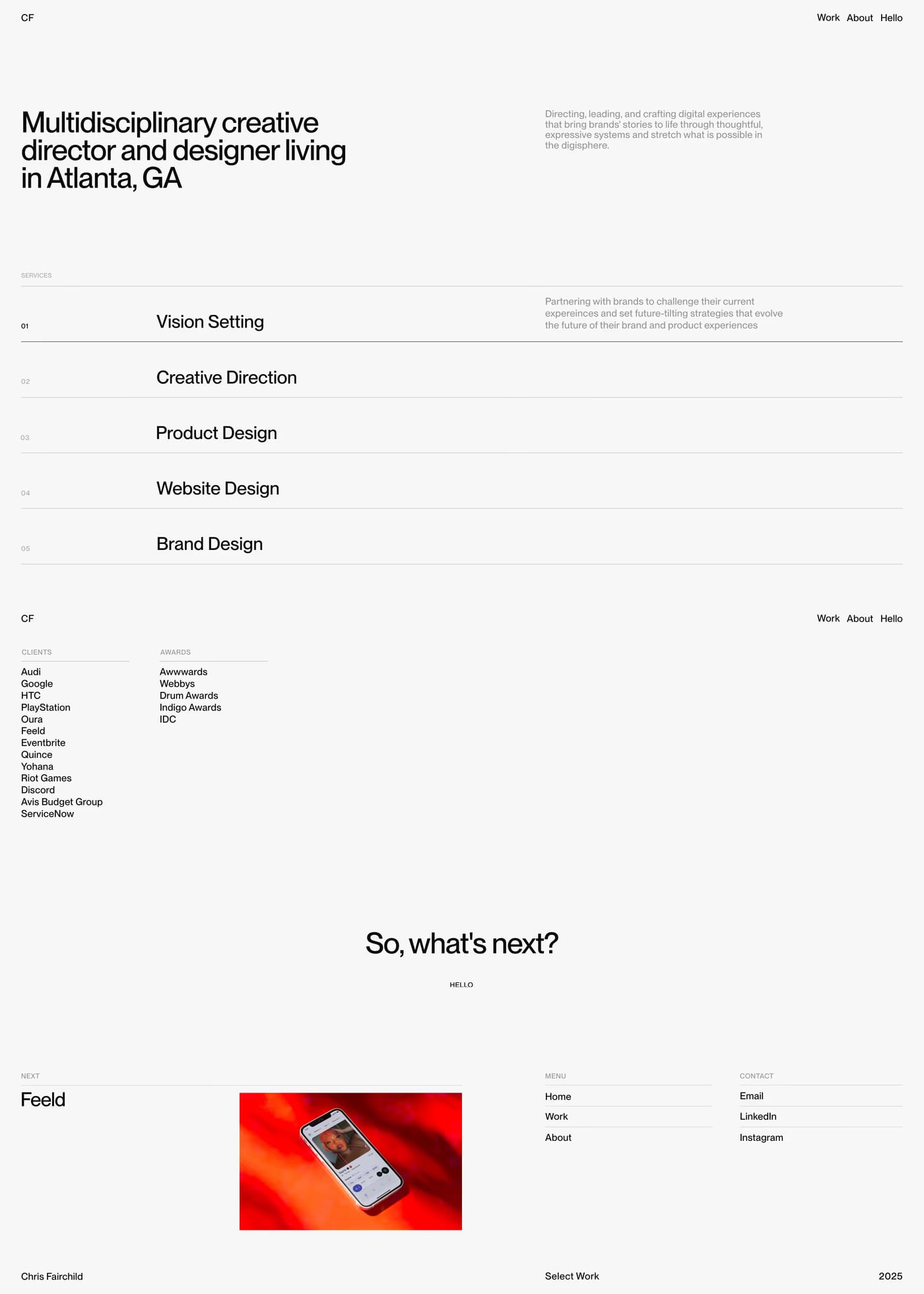 Chris Fairchild — screenshot of the about page