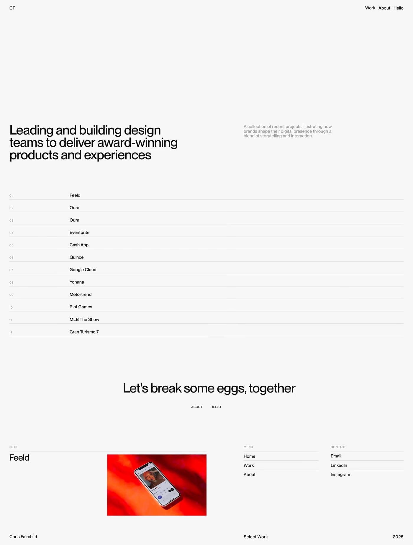 Chris Fairchild — screenshot of the work page