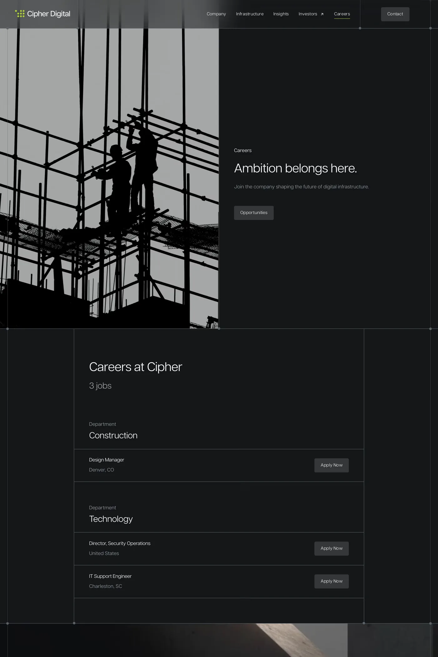 Cipher — screenshot of the careers page