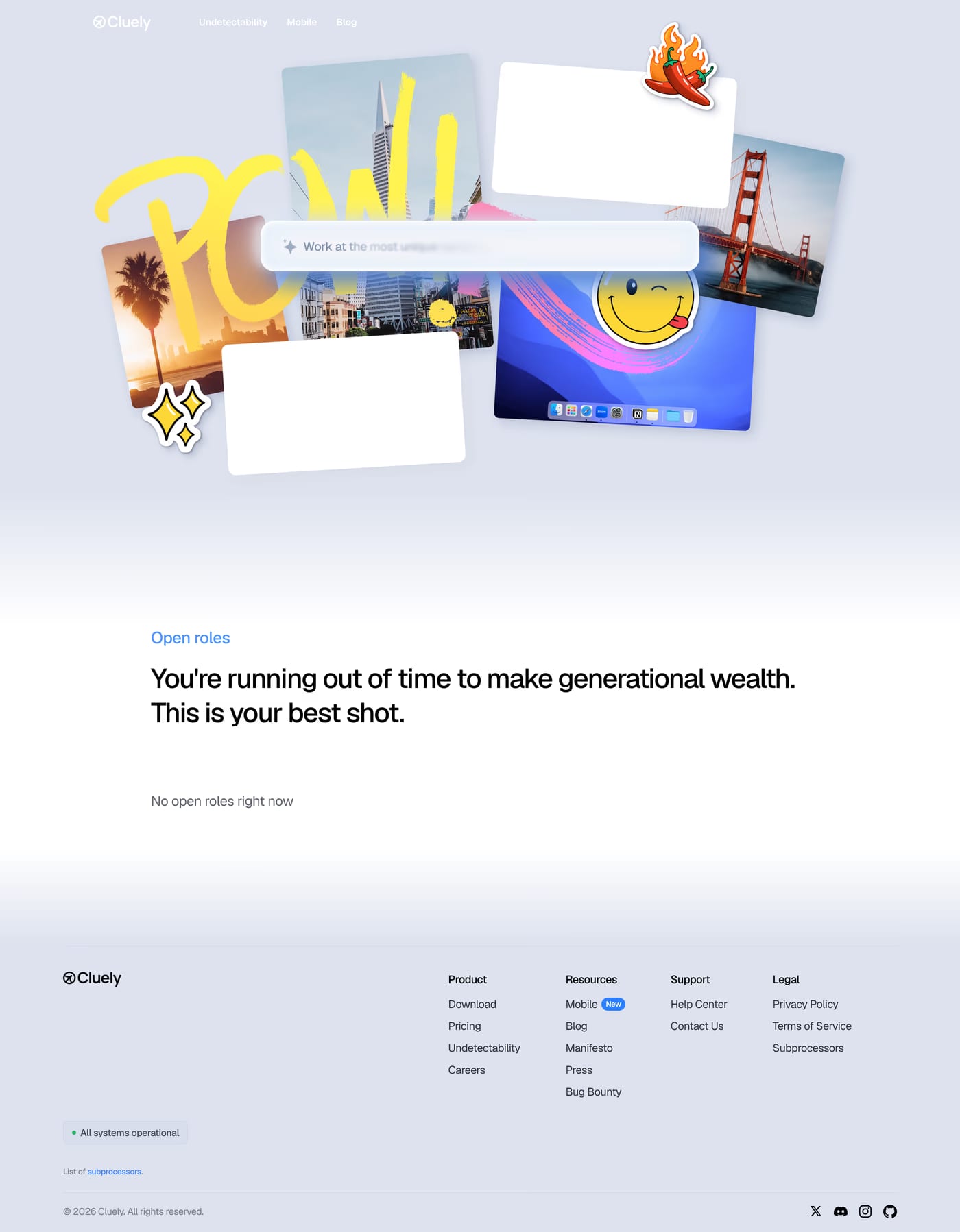 Cluely — screenshot of the careers page