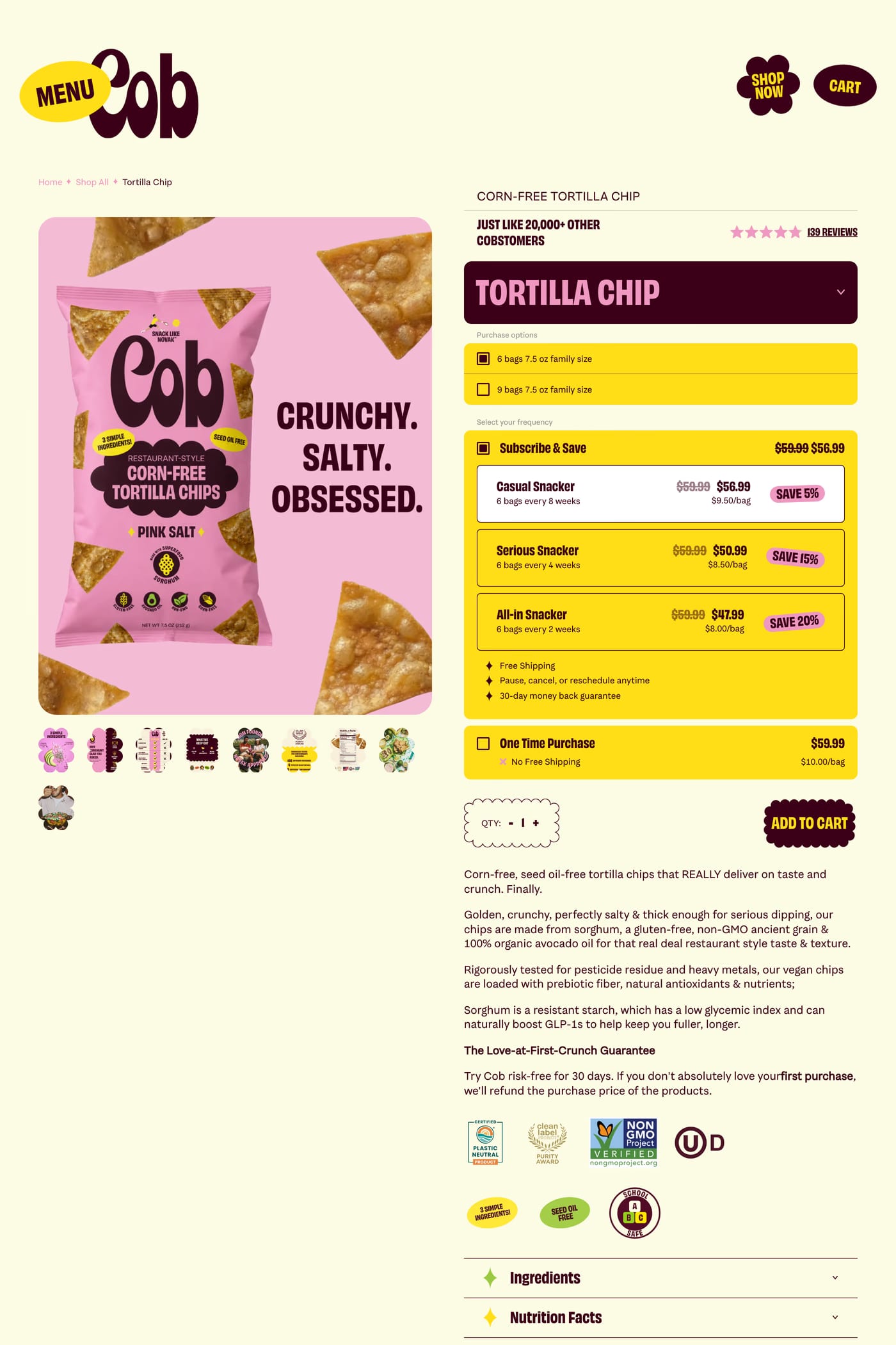 Cob product page page