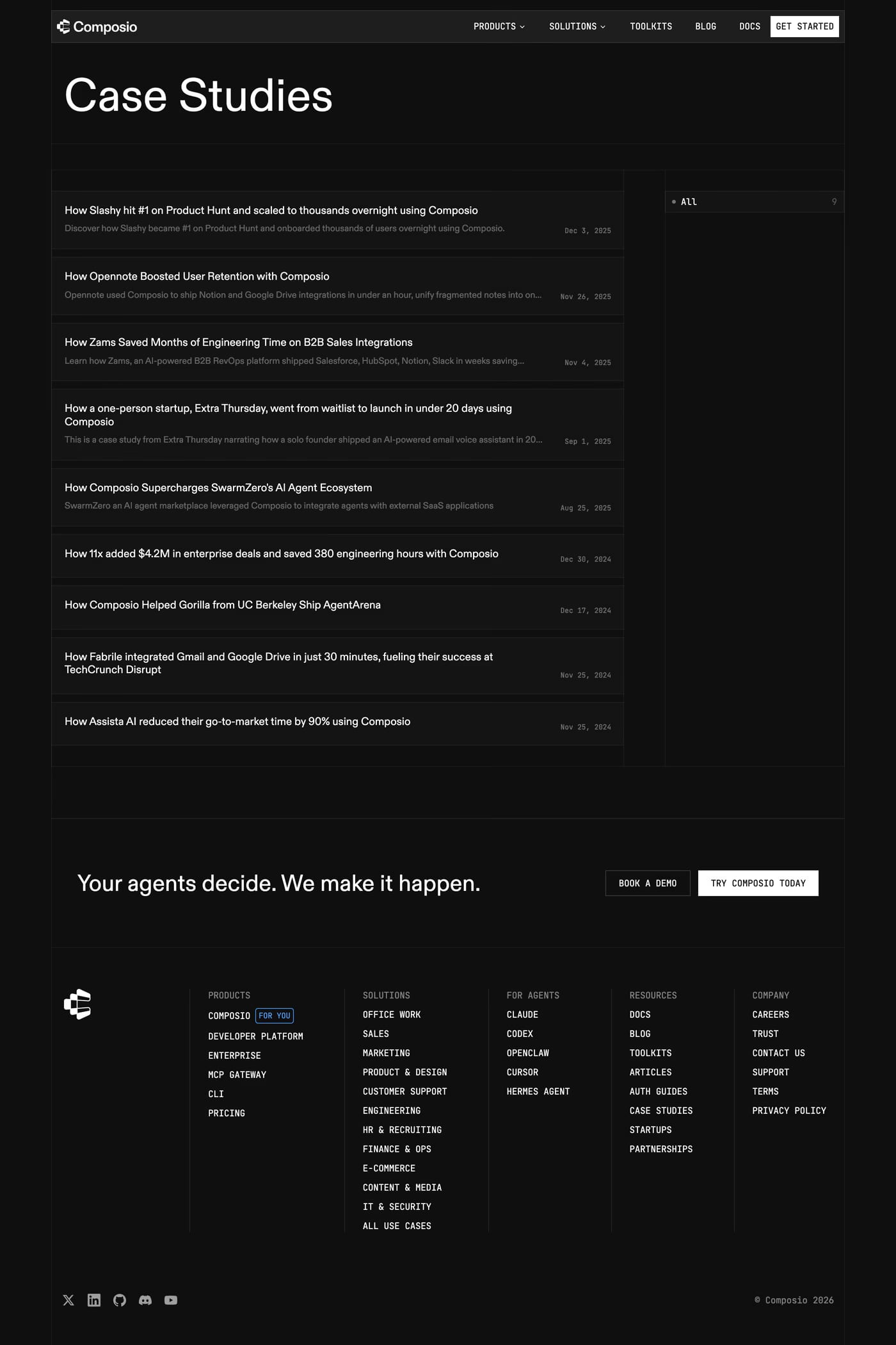 Composio — screenshot of the case studies page