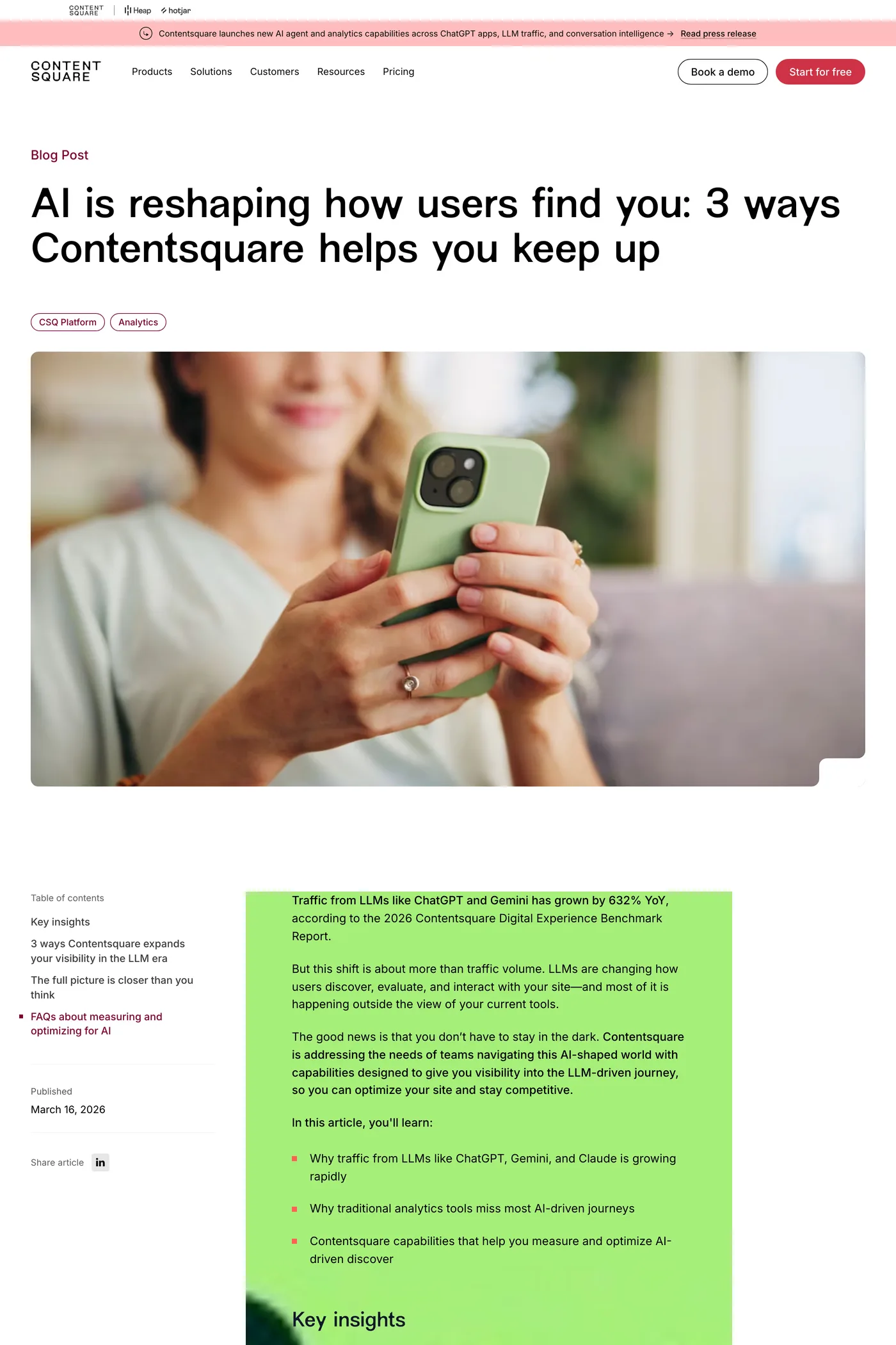 Contentsquare — screenshot of the blog page