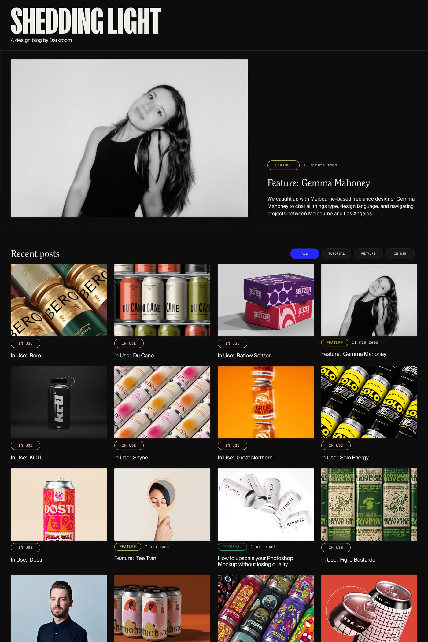 Darkroom — screenshot of the blog page