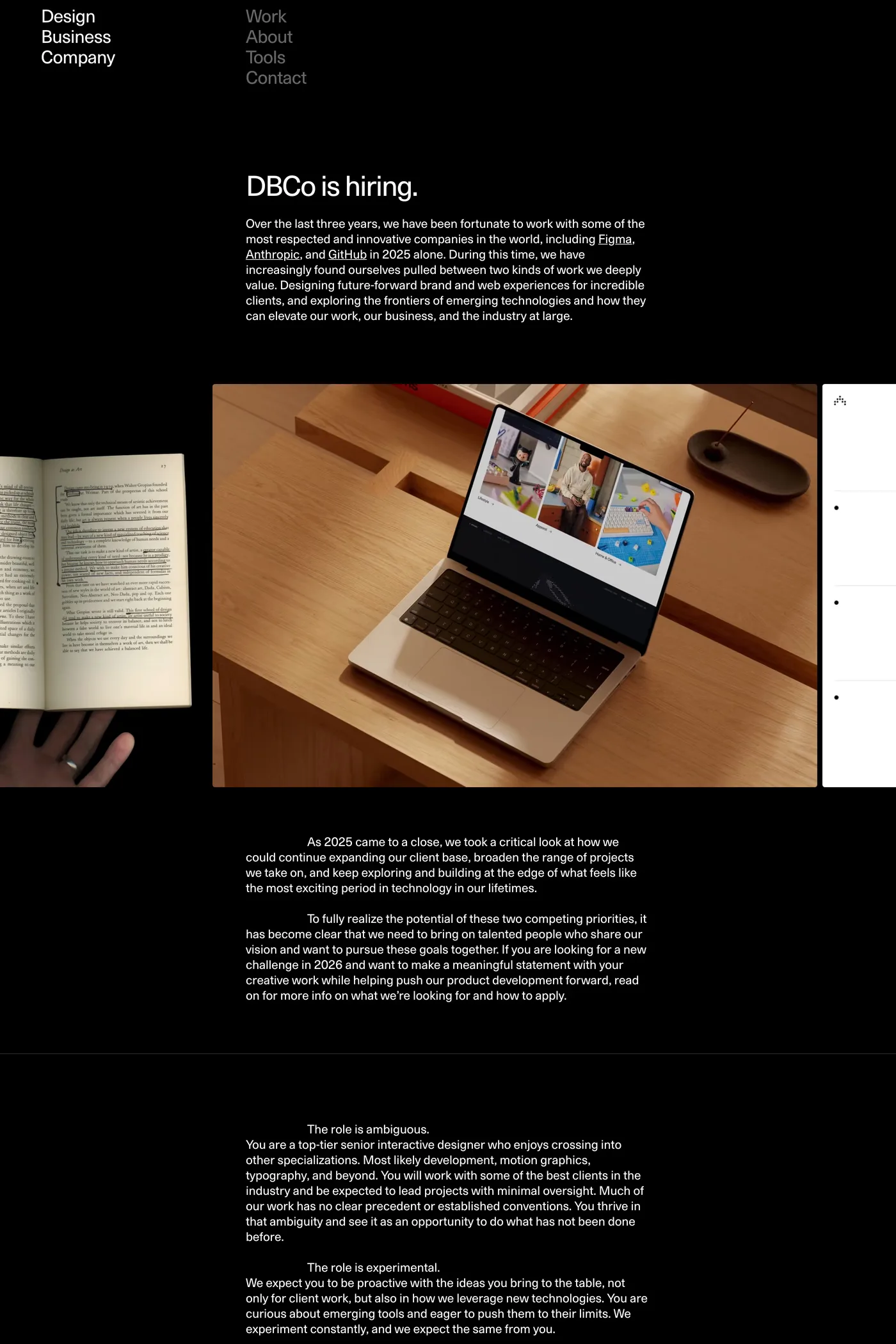 Design Business Company — screenshot of the careers page