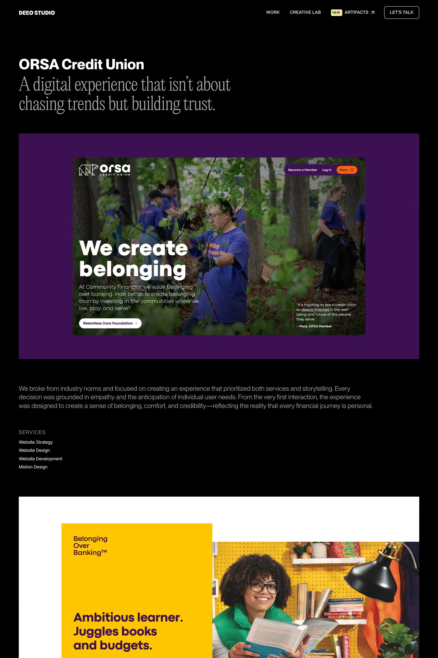 Deeo Studio — screenshot of the work page