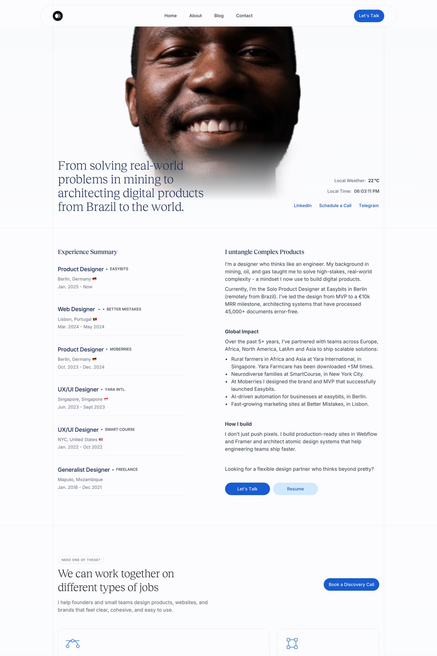 Delcio Designs — screenshot of the about page