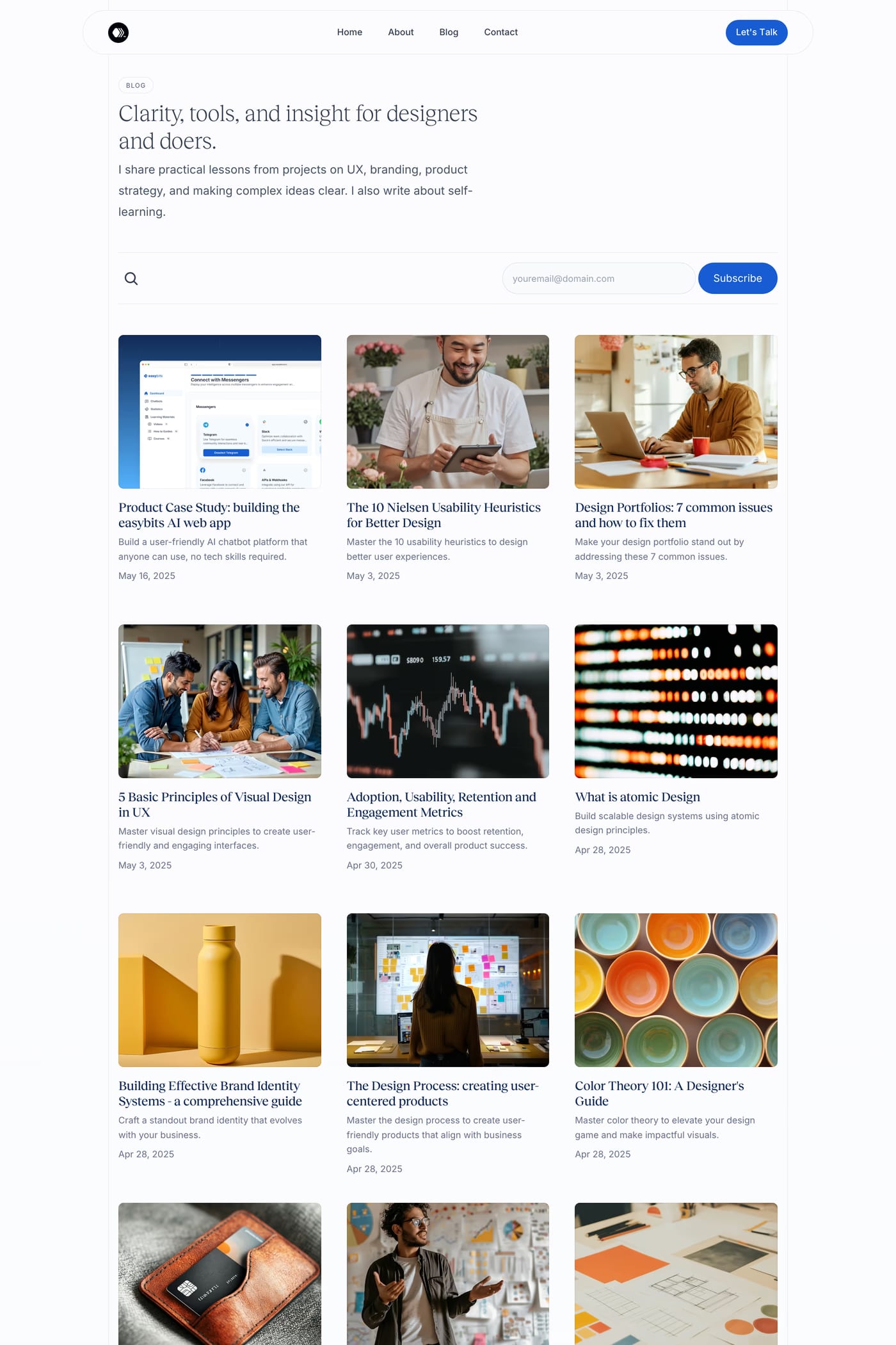 Delcio Designs — screenshot of the blog page