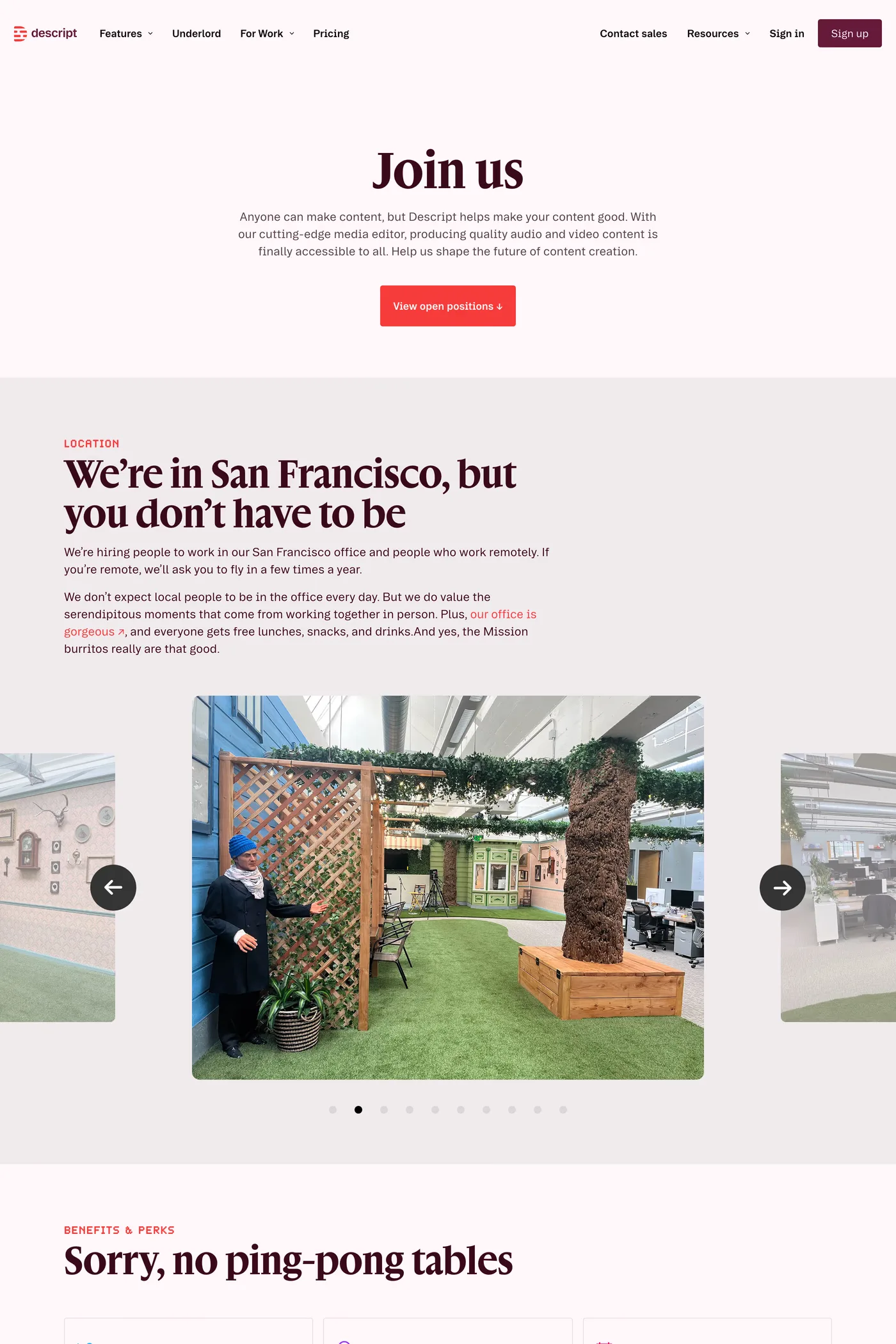 Descript — screenshot of the careers page