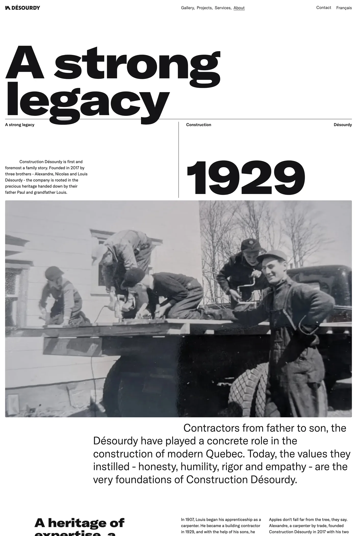 Désourdy — screenshot of the about page