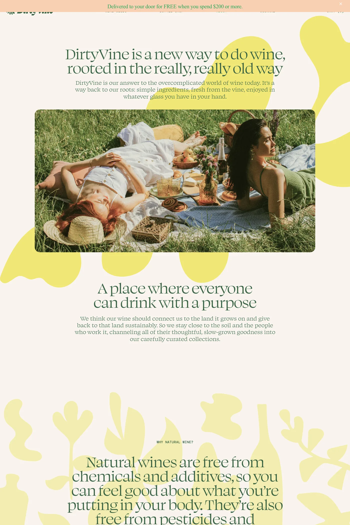 Dirty Vine — screenshot of the about page