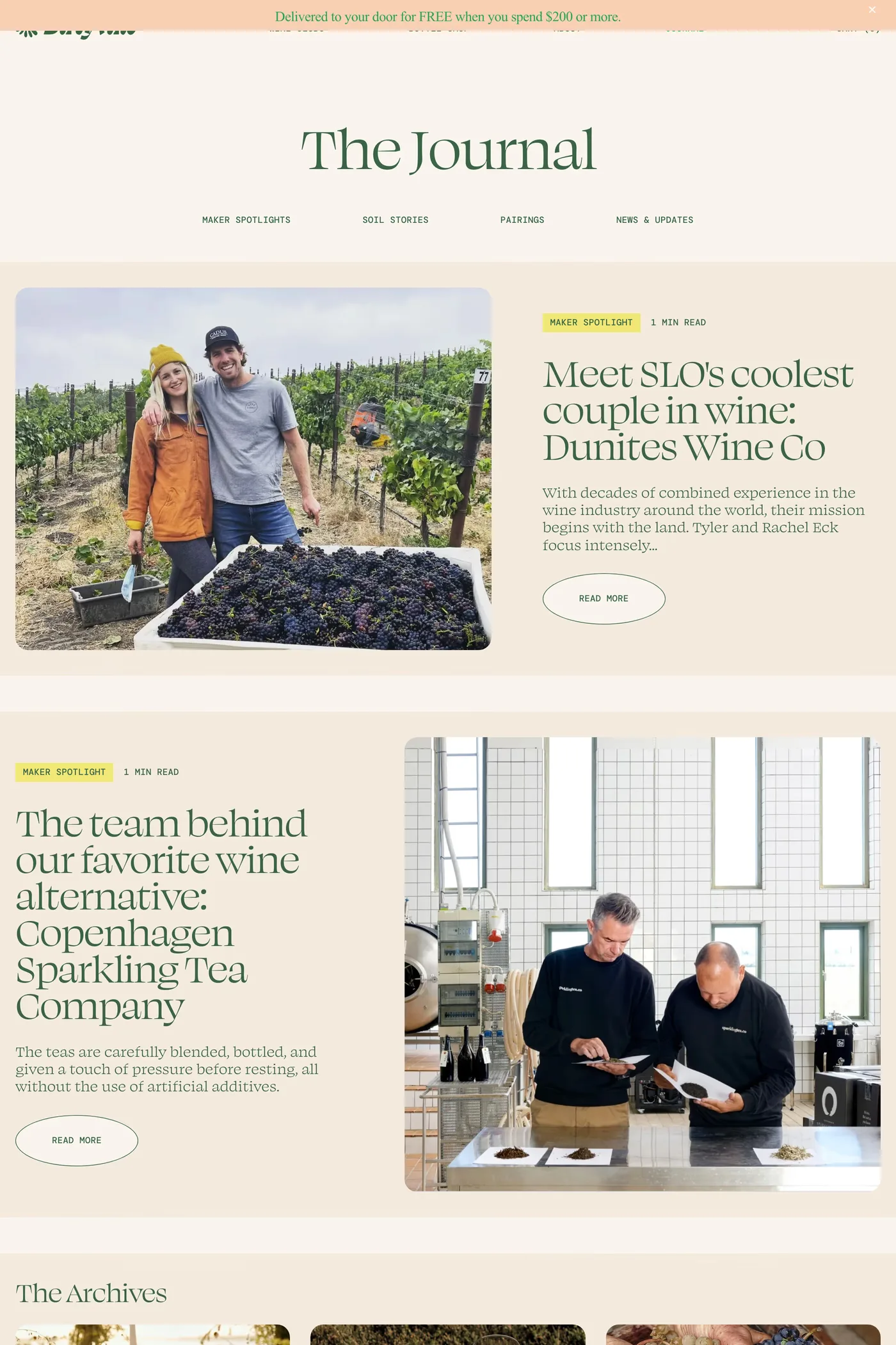Dirty Vine — screenshot of the blog page