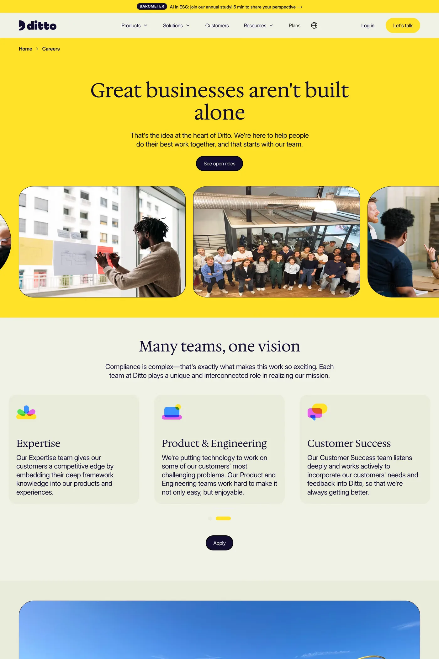 Ditto — screenshot of the careers page