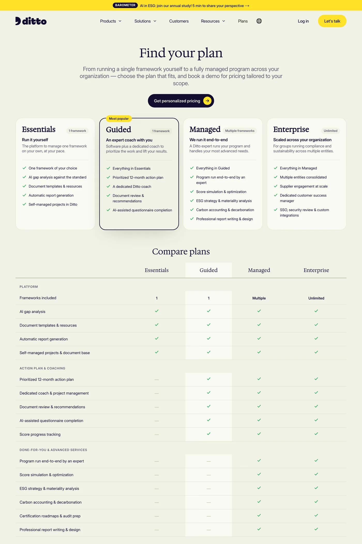 Ditto — screenshot of the pricing page