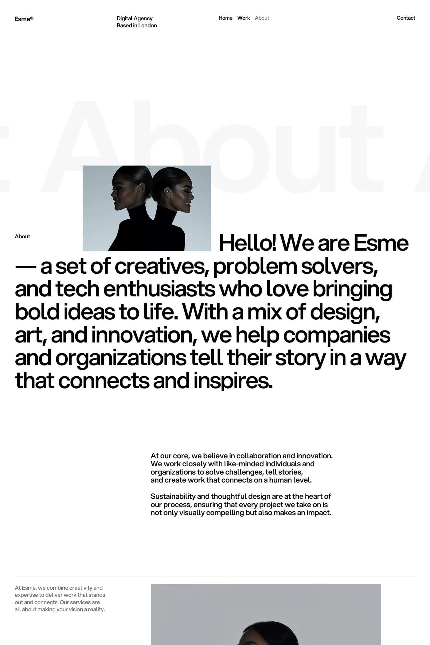 Esme — screenshot of the about page