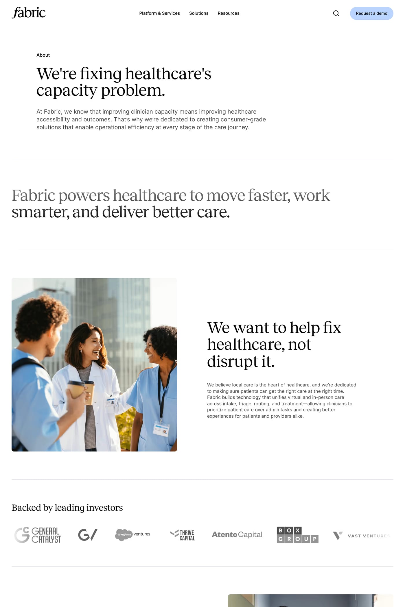 Fabric — screenshot of the about page