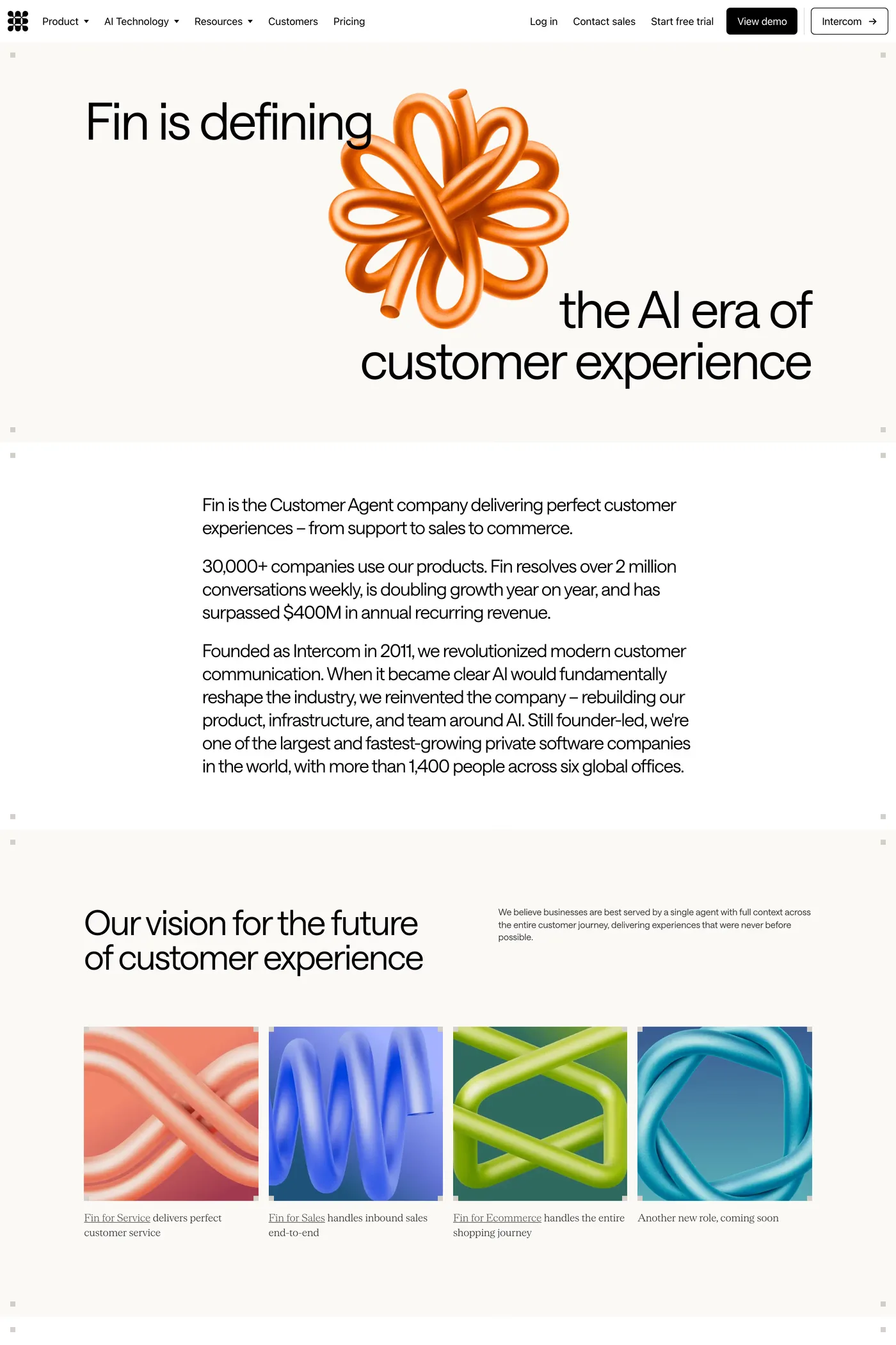 Fin — screenshot of the about page