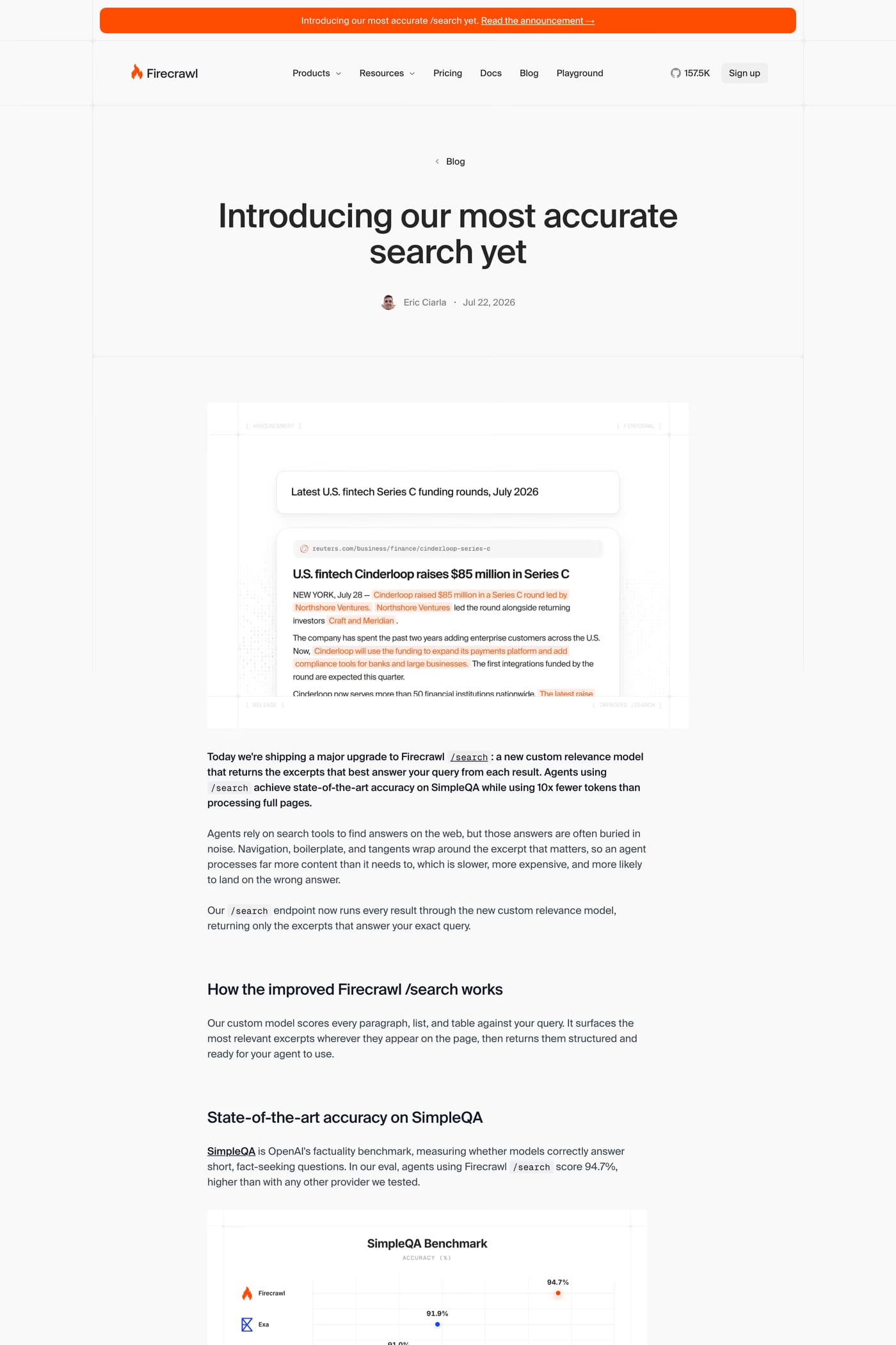Firecrawl — screenshot of the blog page