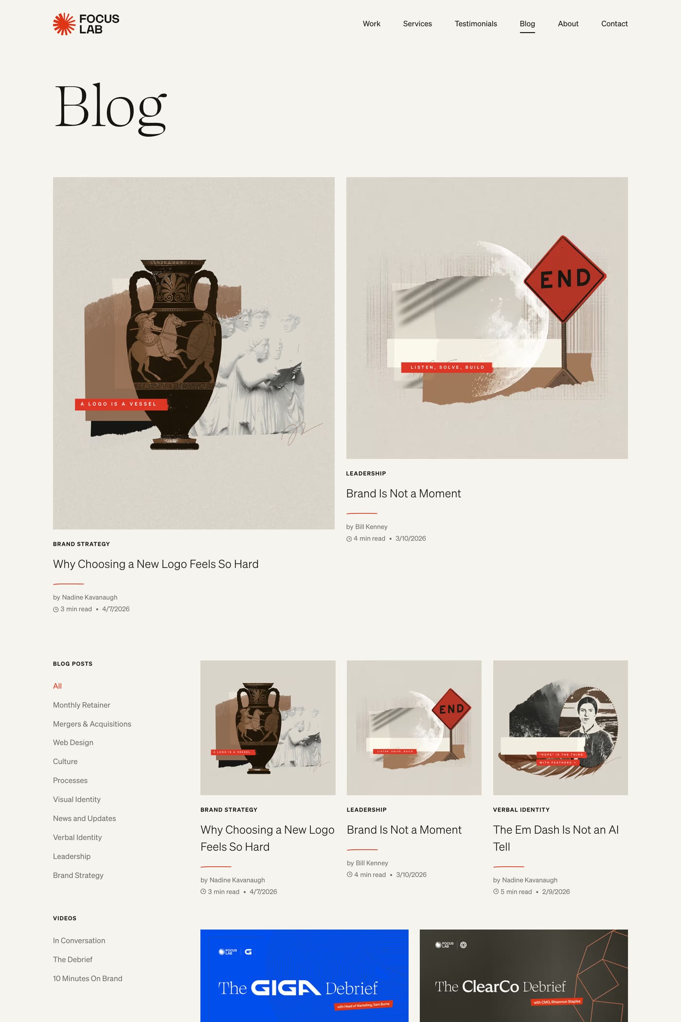 Focus Lab — screenshot of the blog page