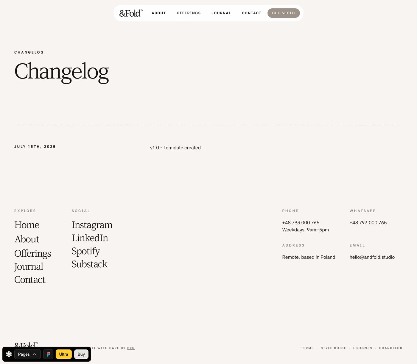 &Fold™ changelog page