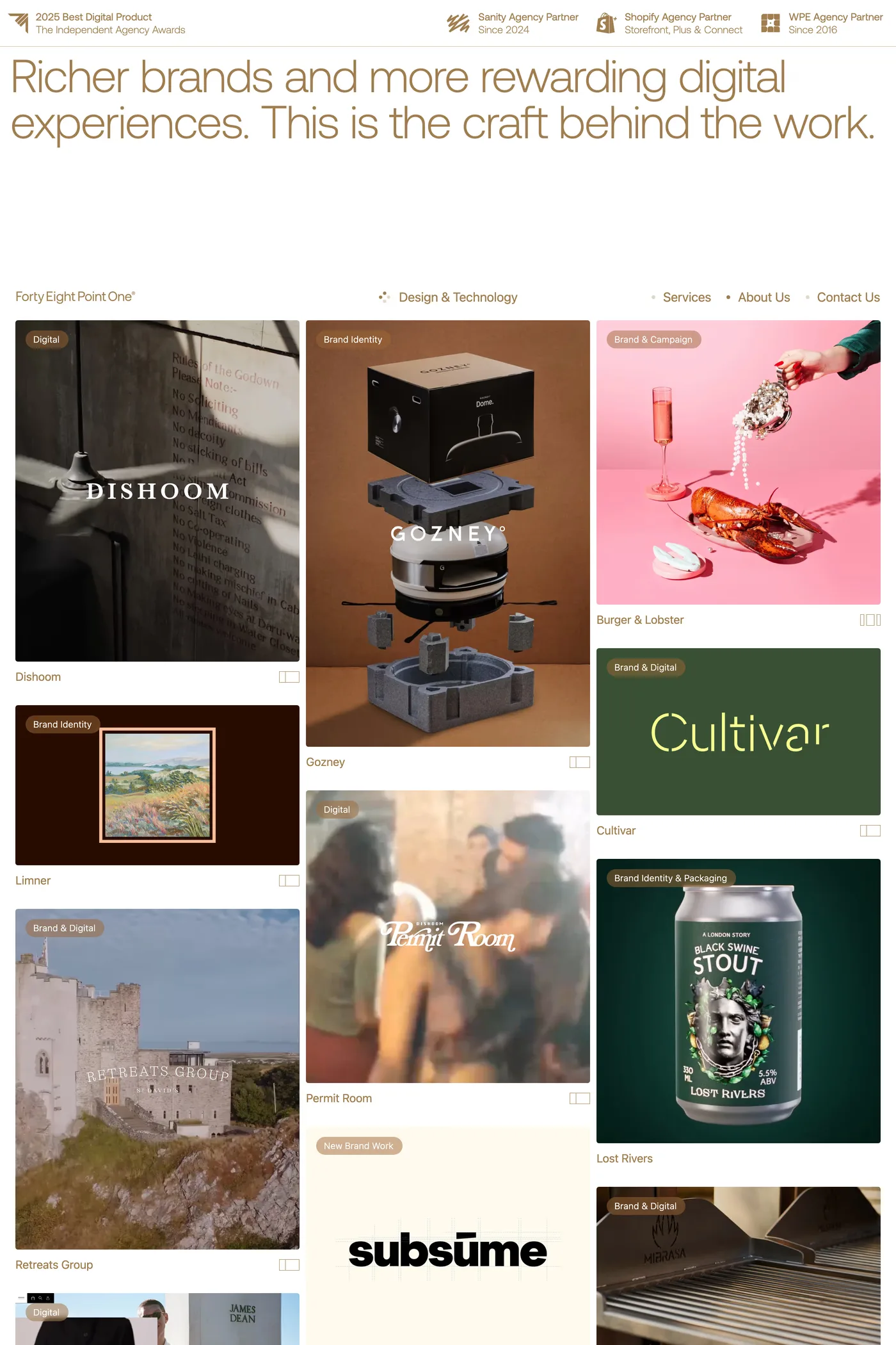 Forty Eight Point One — screenshot of the about page