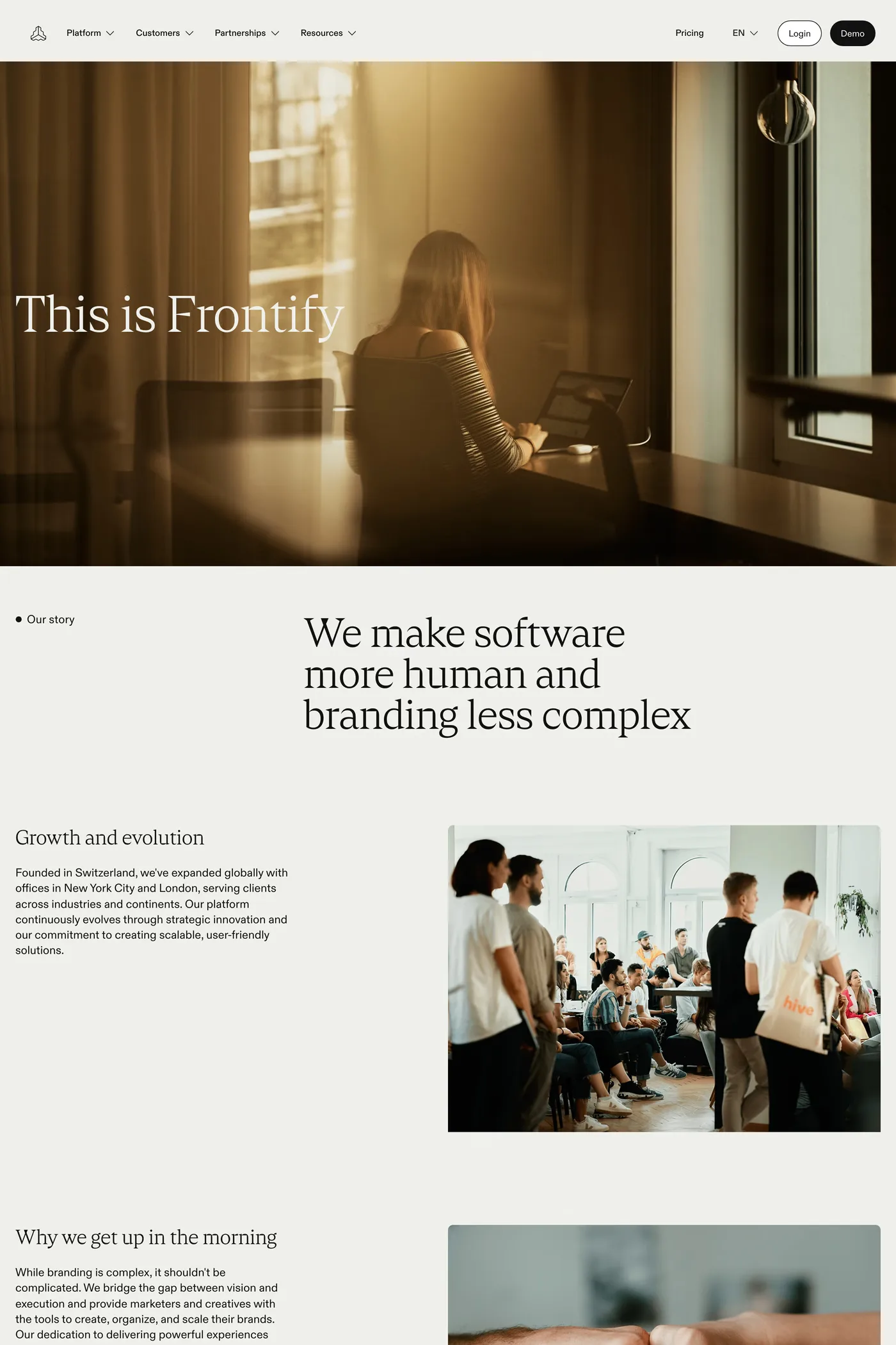 Frontify — screenshot of the about page