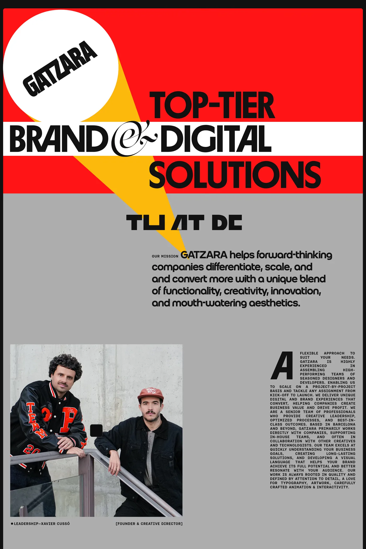 GATZARA Studio — screenshot of the about page