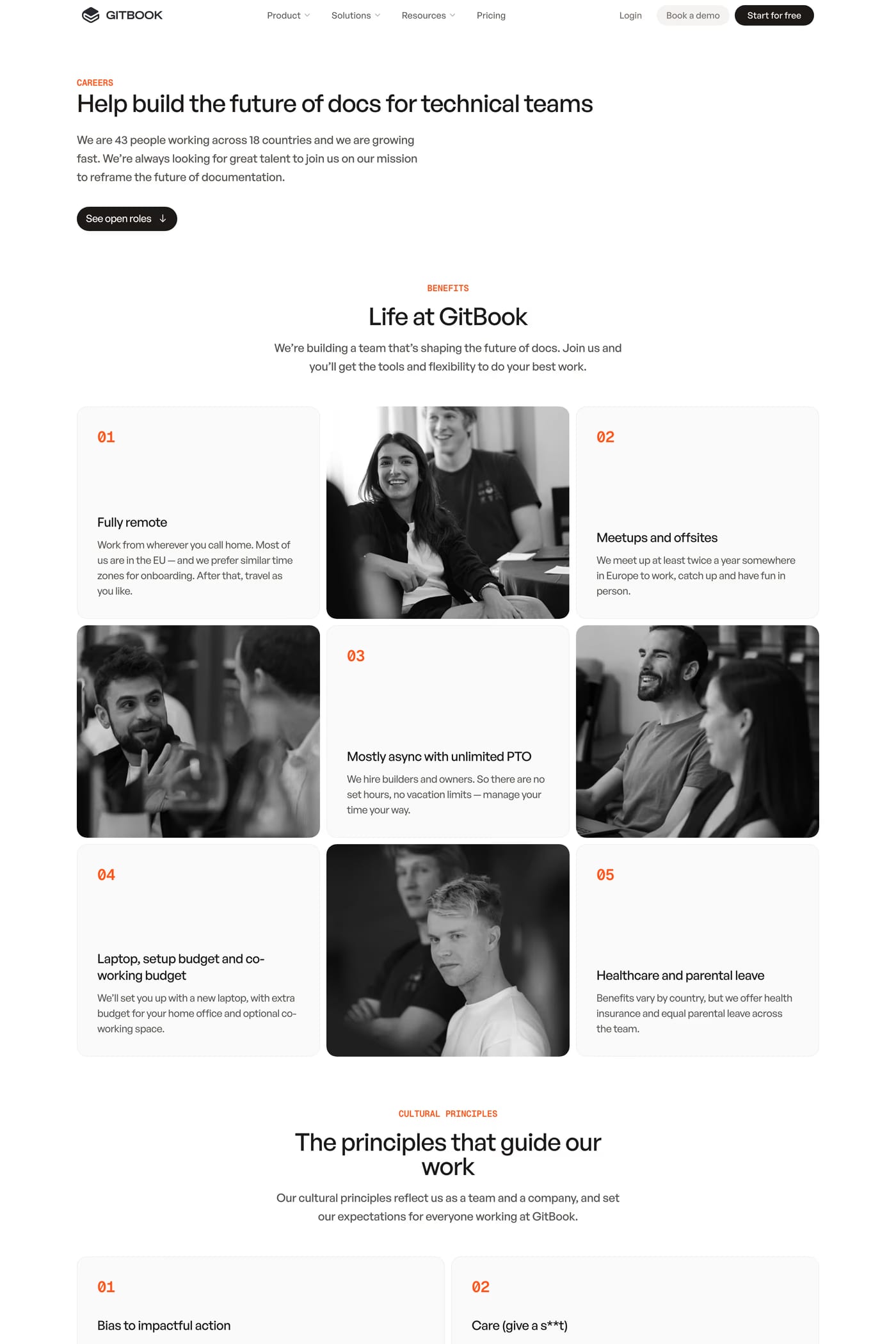 GitBook — screenshot of the careers page