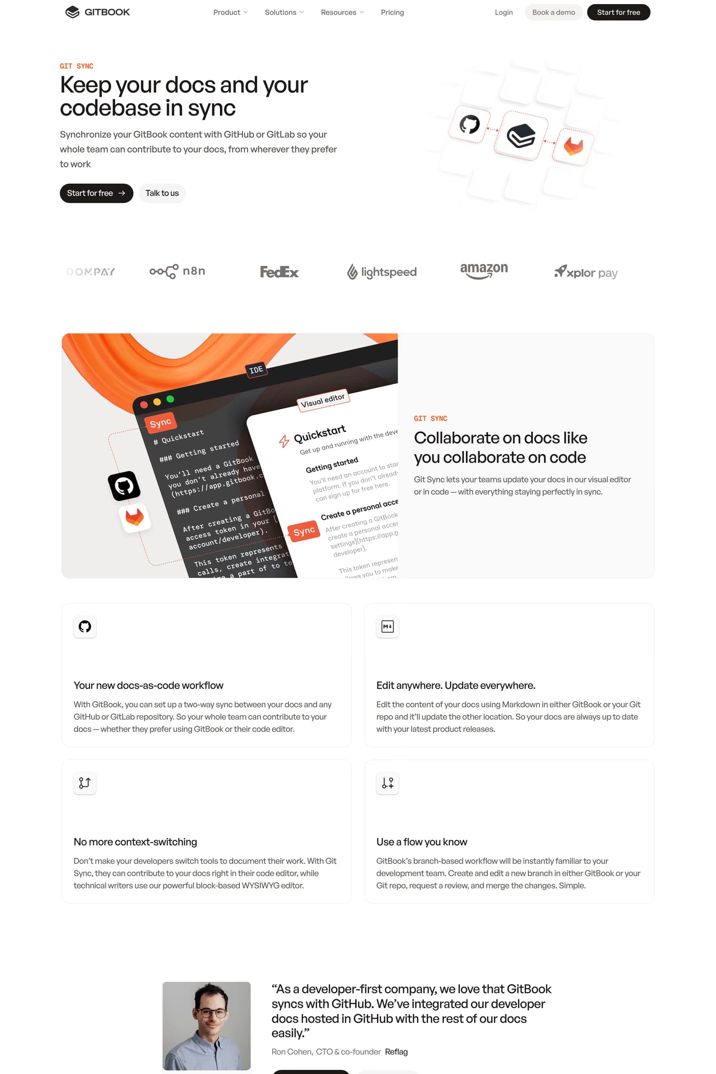 GitBook — screenshot of the features page