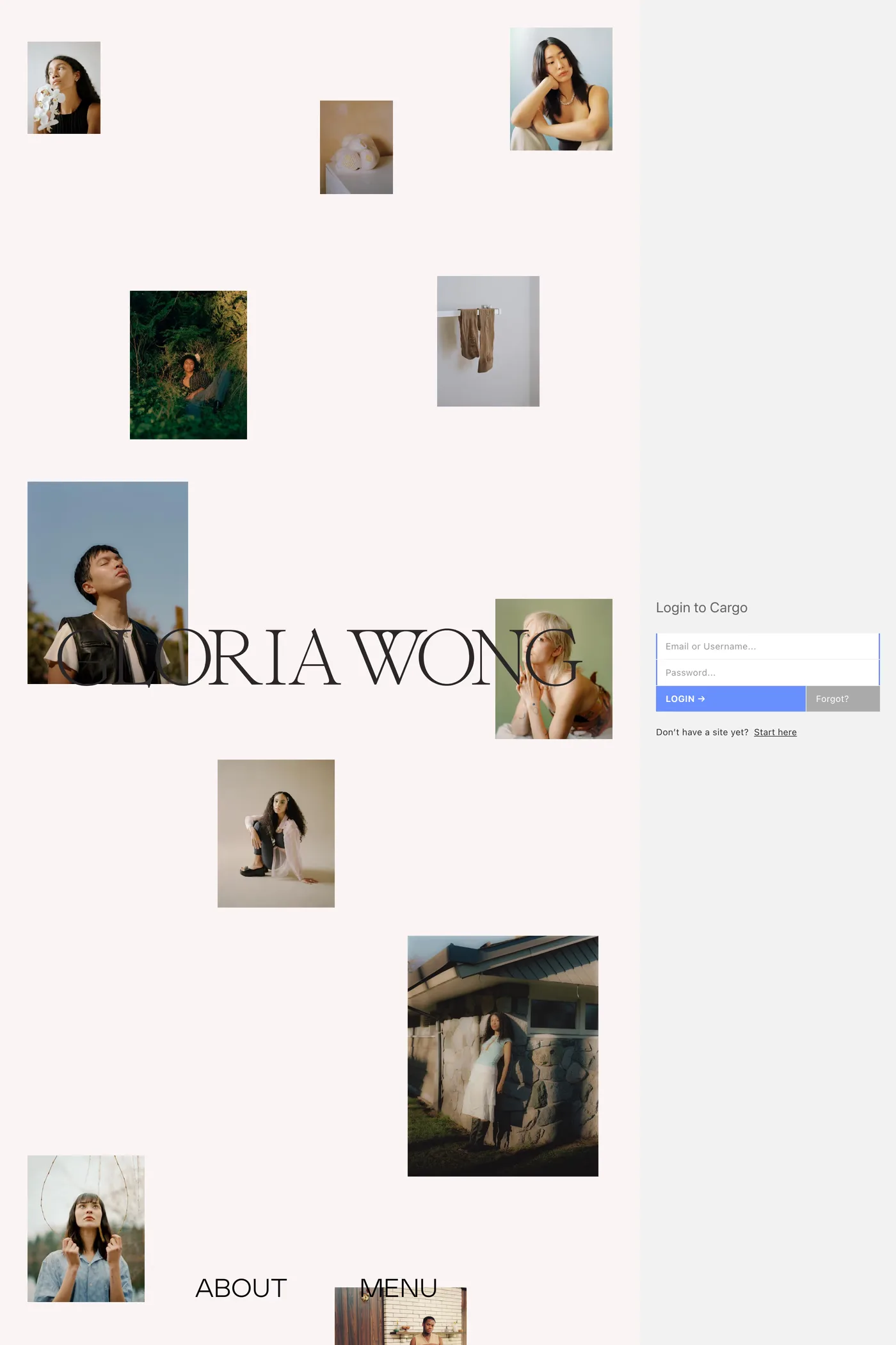 Gloria Wong — screenshot of the login page