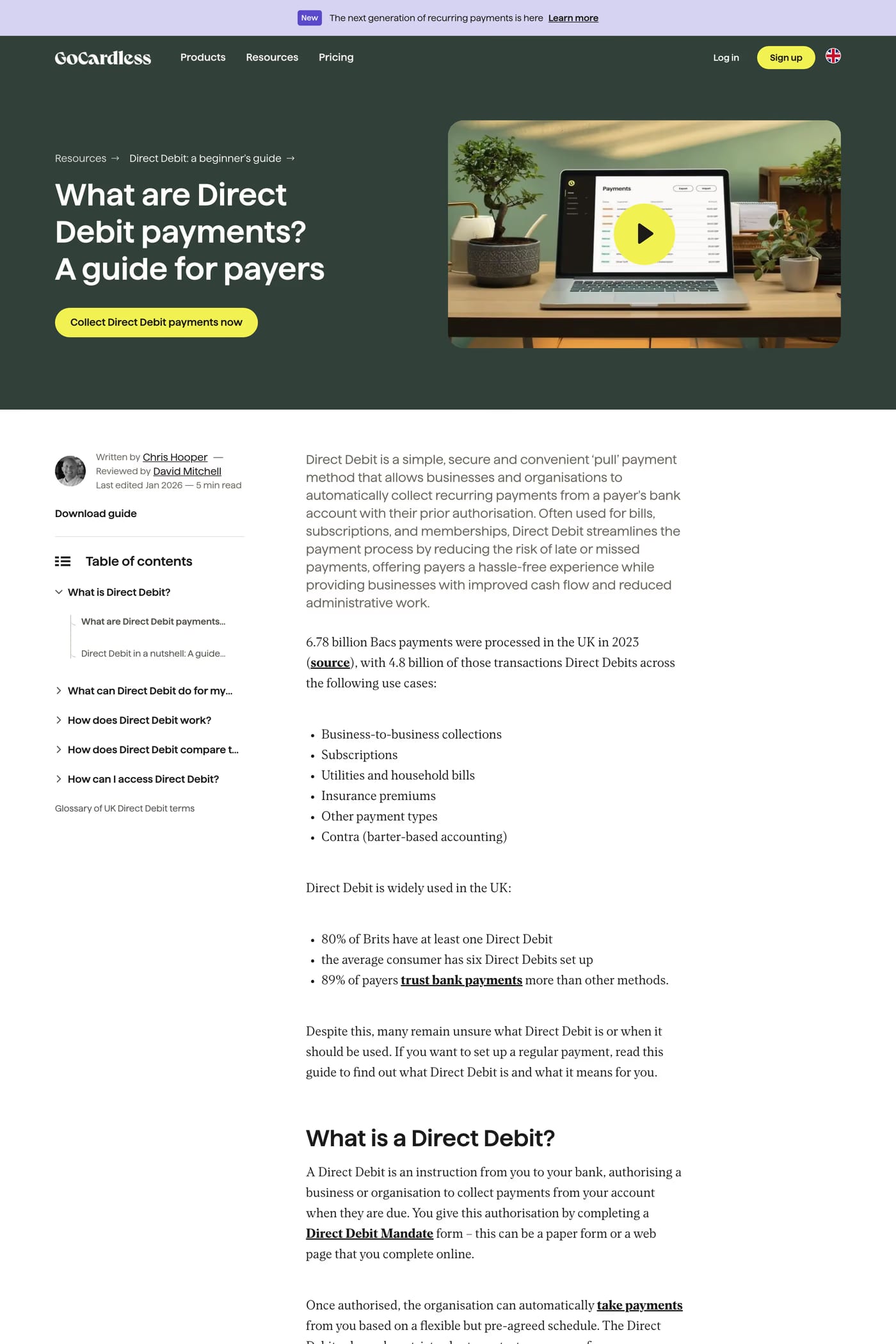 GoCardless — screenshot of the docs page