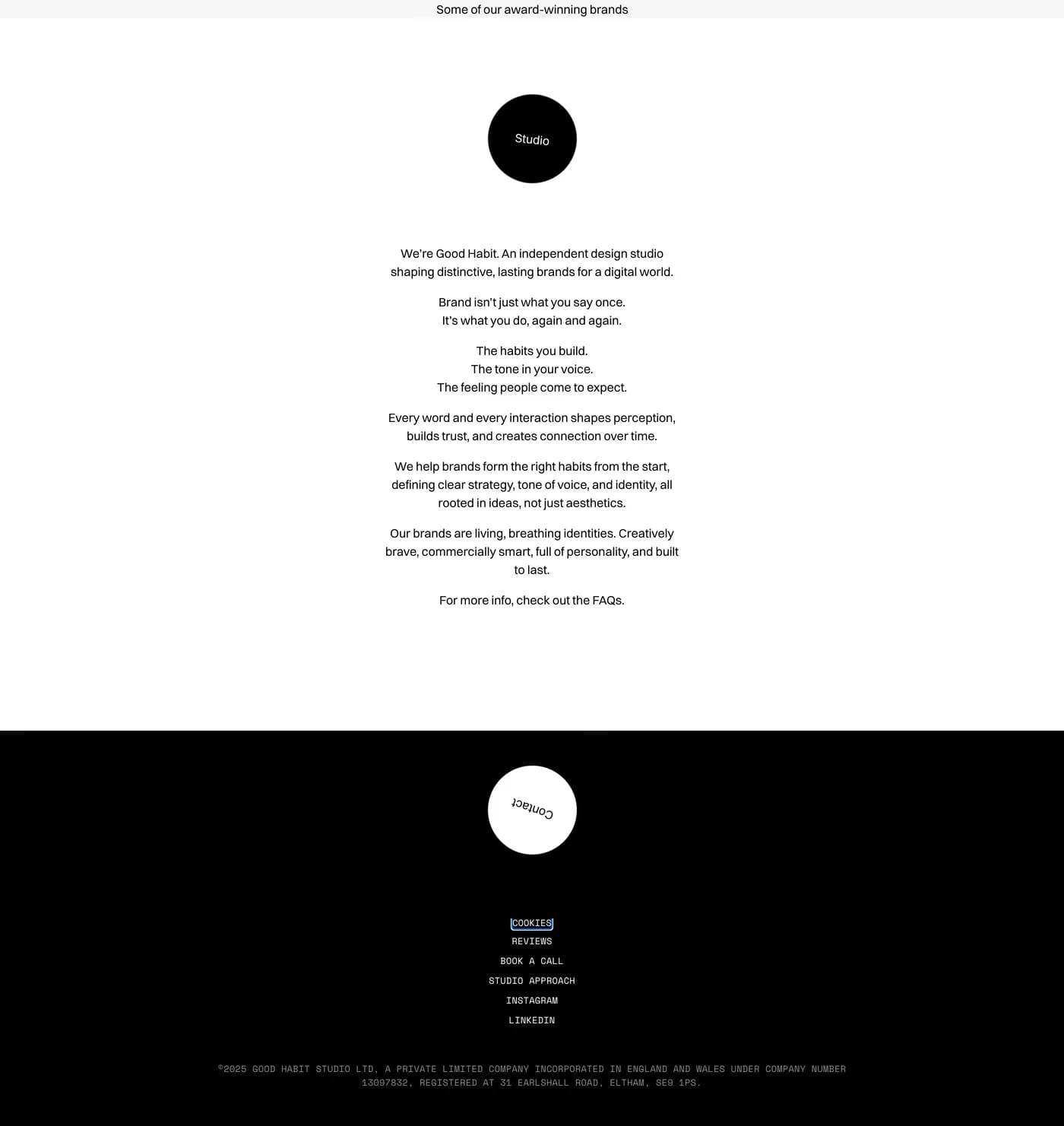 Good Habit — screenshot of the about page