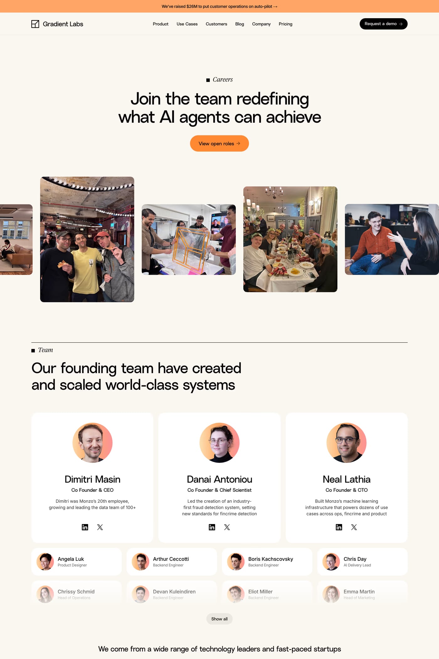 Gradient Labs — screenshot of the careers page