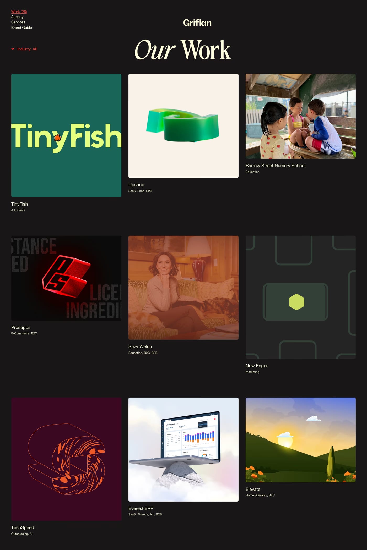 Griflan — screenshot of the work page