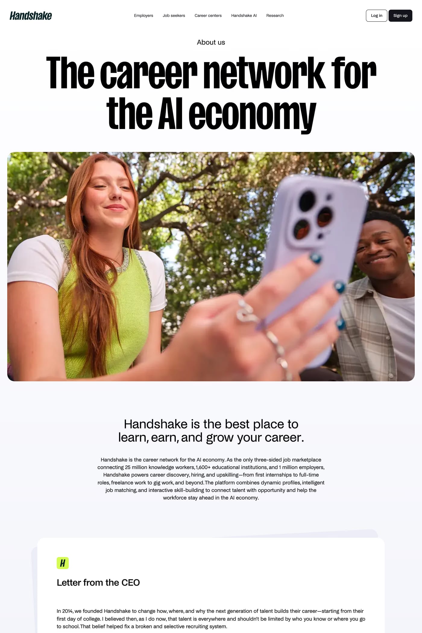 Handshake — screenshot of the about page