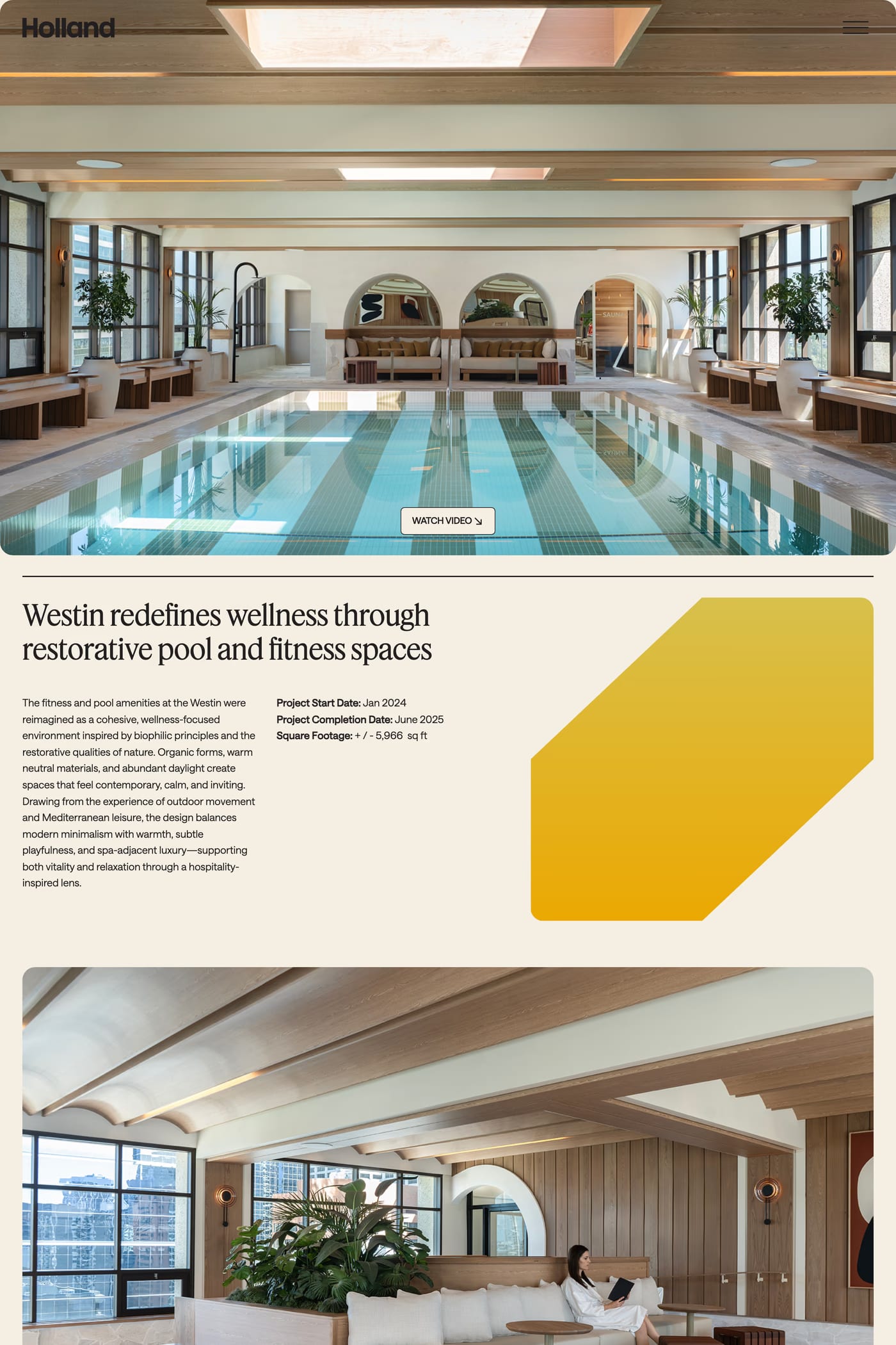 Holland Design — screenshot of the features page