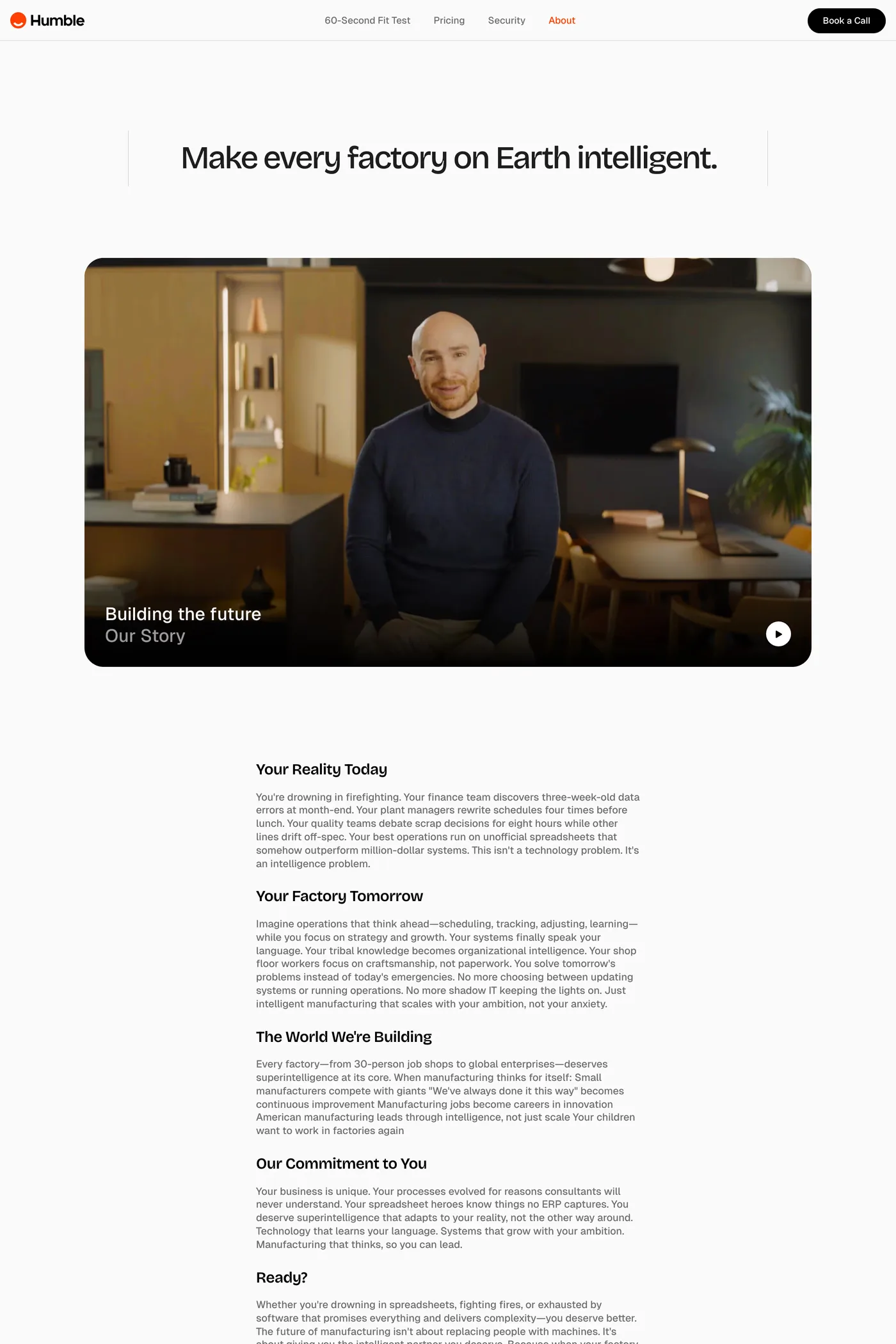 Humble — screenshot of the about page