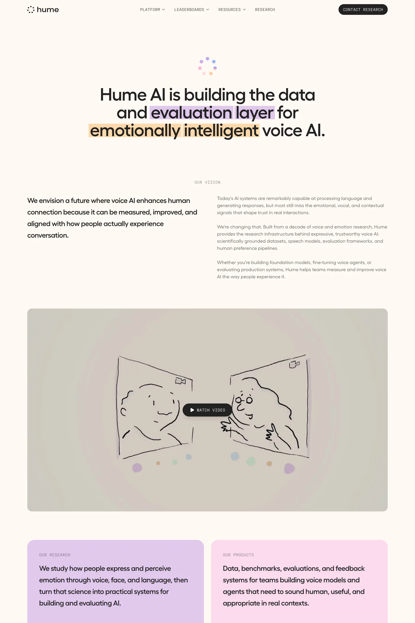 Hume AI — screenshot of the about page