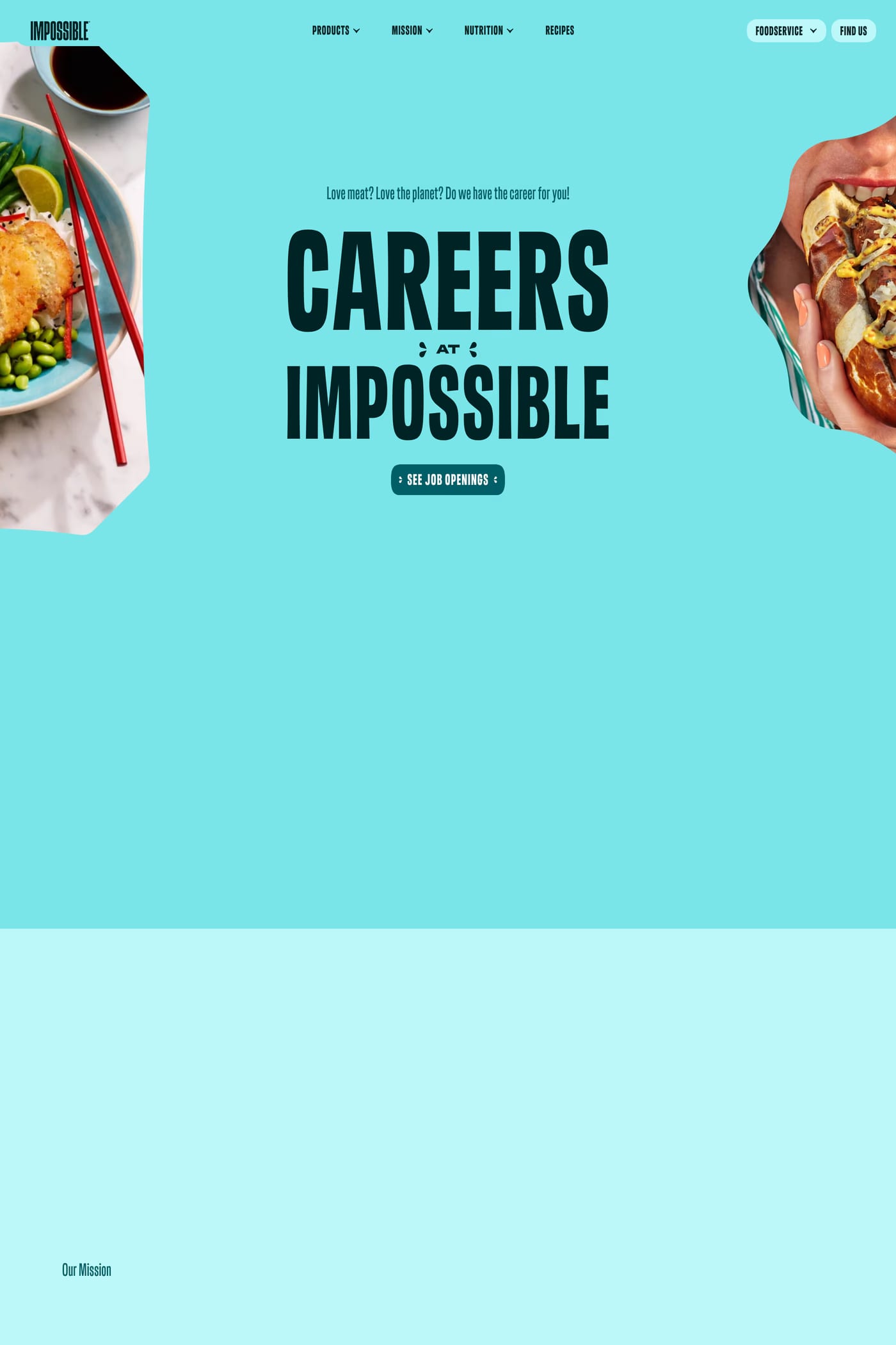Impossible Foods — screenshot of the careers page