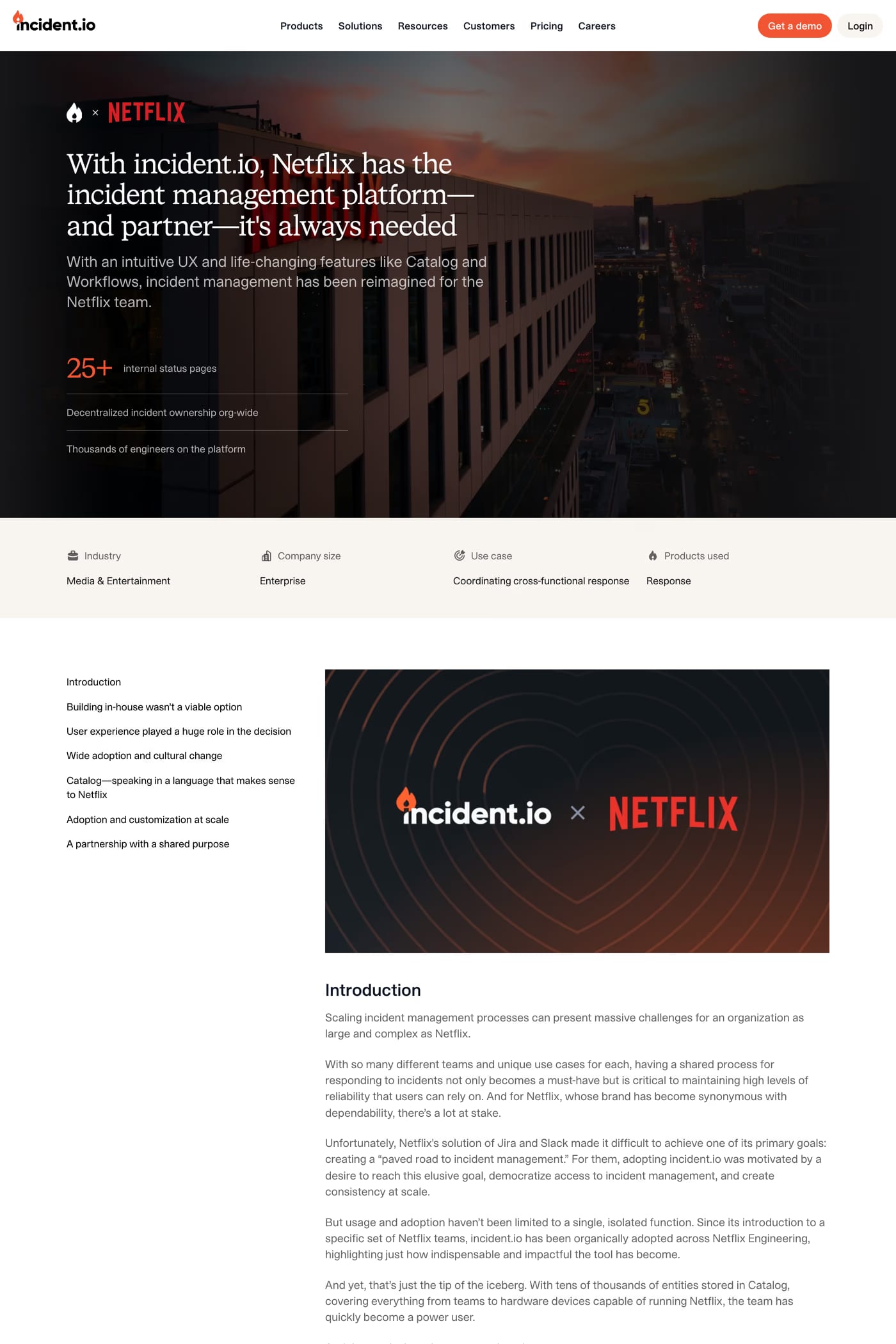 incident.io — screenshot of the case studies page