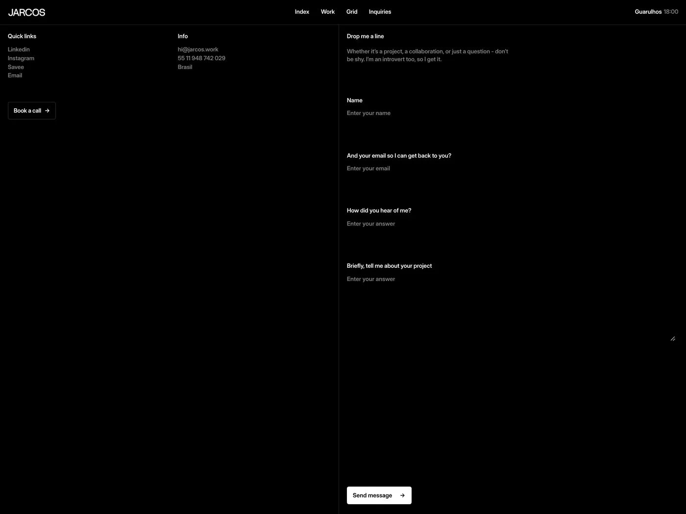 JARCOS — screenshot of the contact page