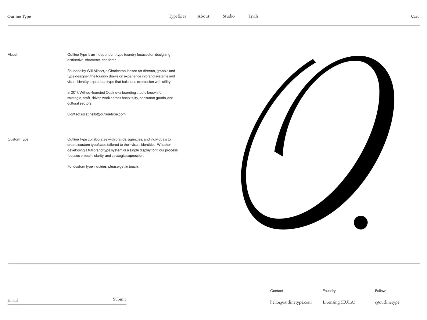 Julius — screenshot of the about page