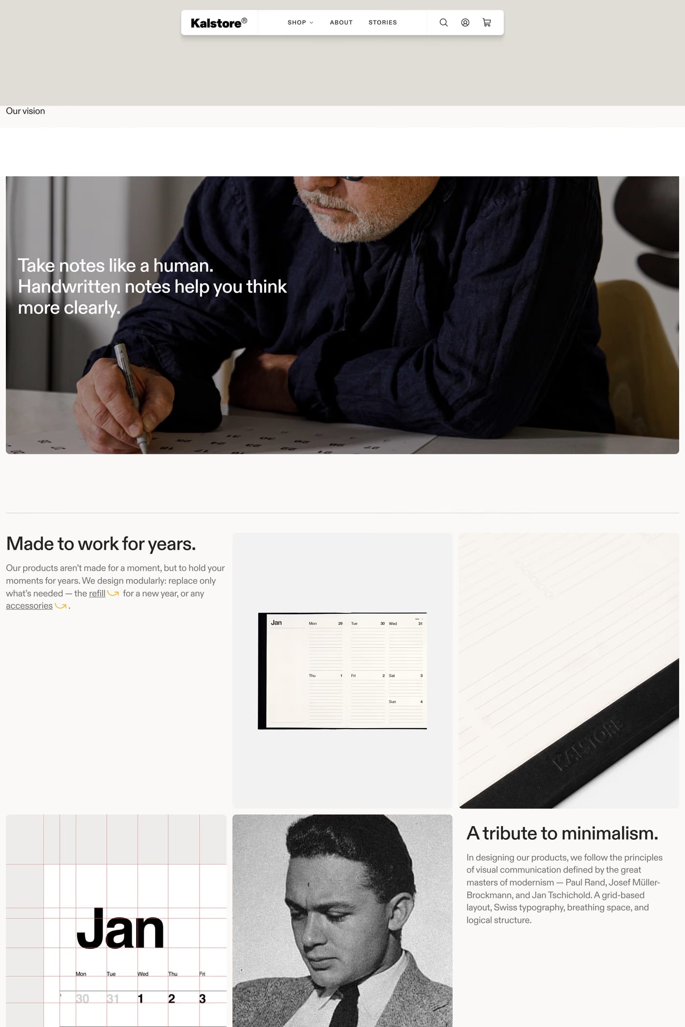 Kalstore® — screenshot of the about page