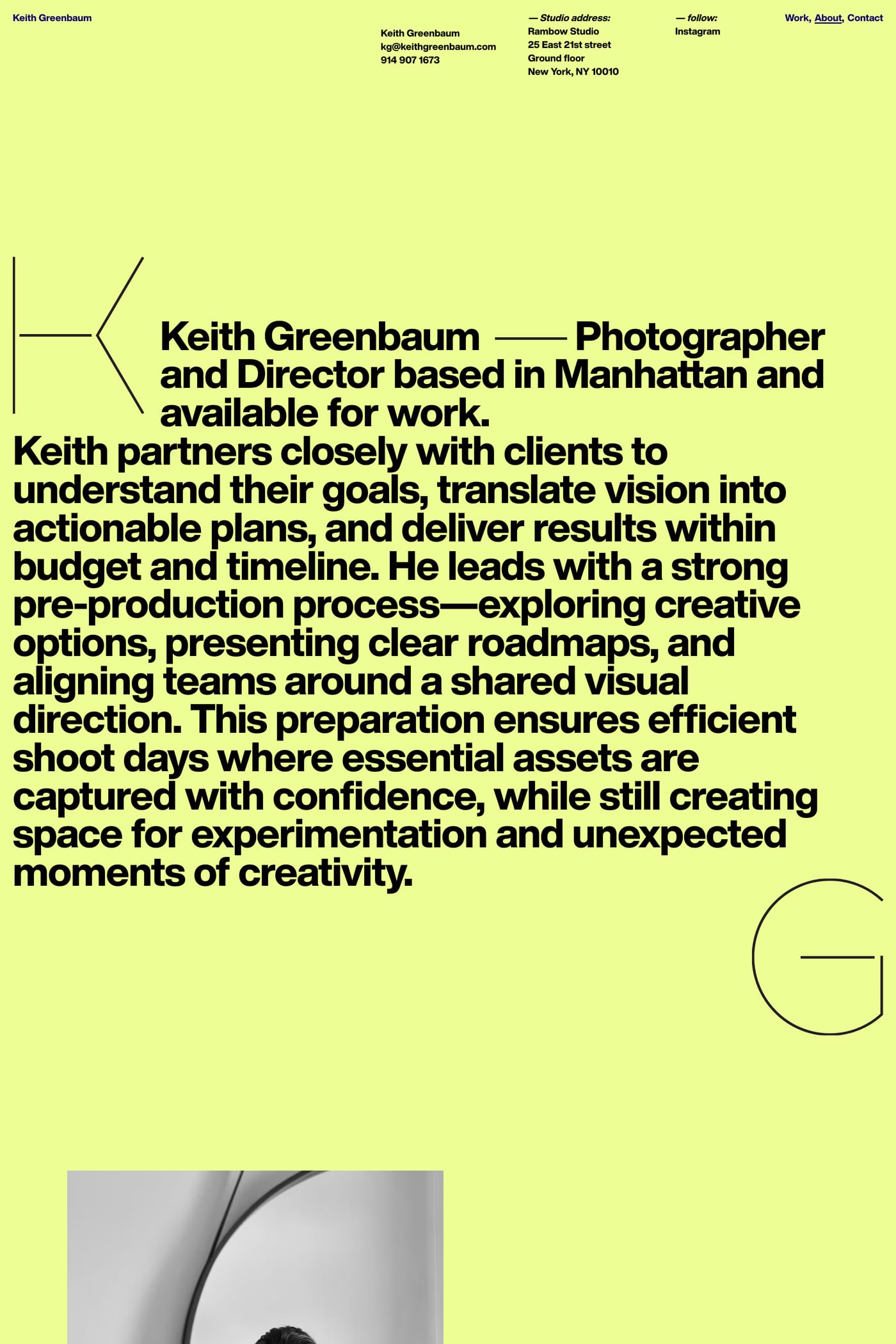 Keith Greenbaum about page