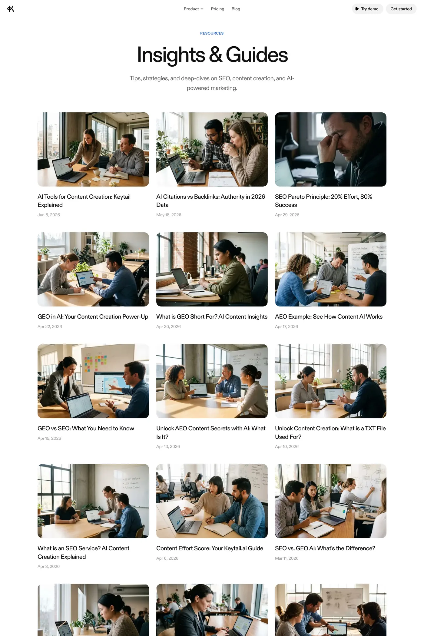 Keytail — screenshot of the blog page